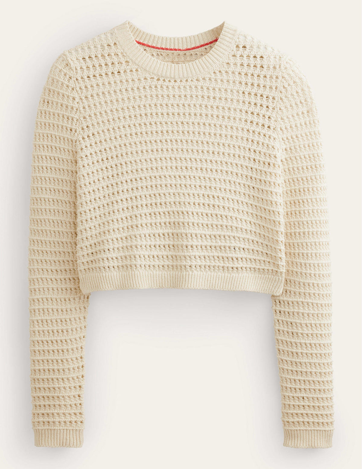 Cropped Crochet Sweater-Warm Ivory - Image 6