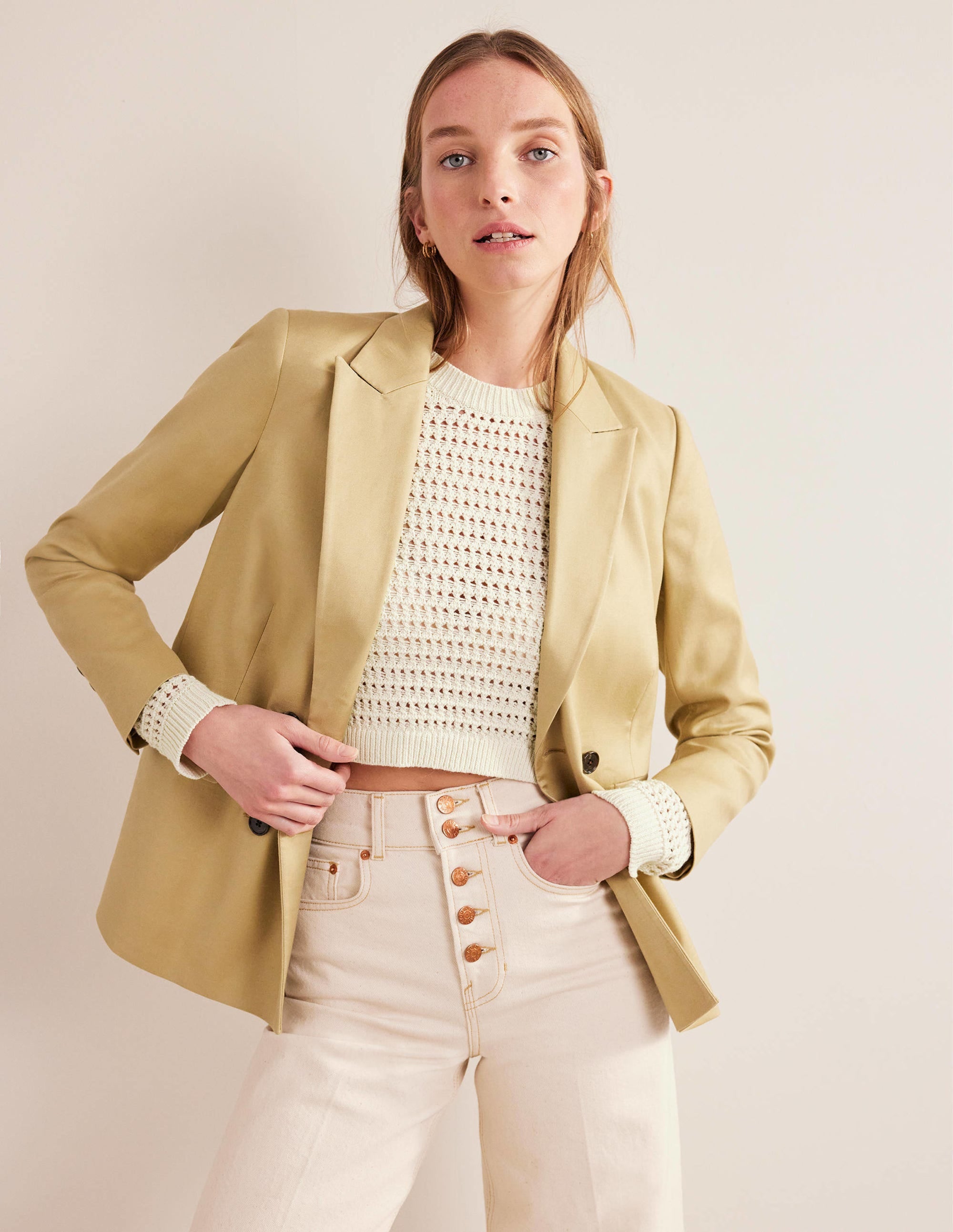 Cropped Crochet Sweater-Warm Ivory - Image 4