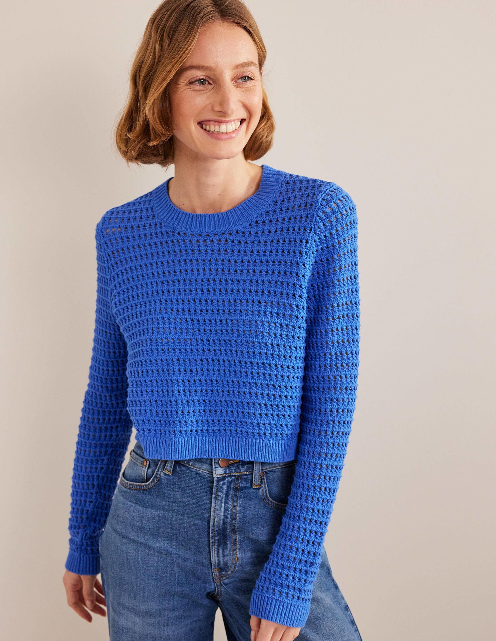 Cropped Crochet Sweater-Nebulus Blue-1