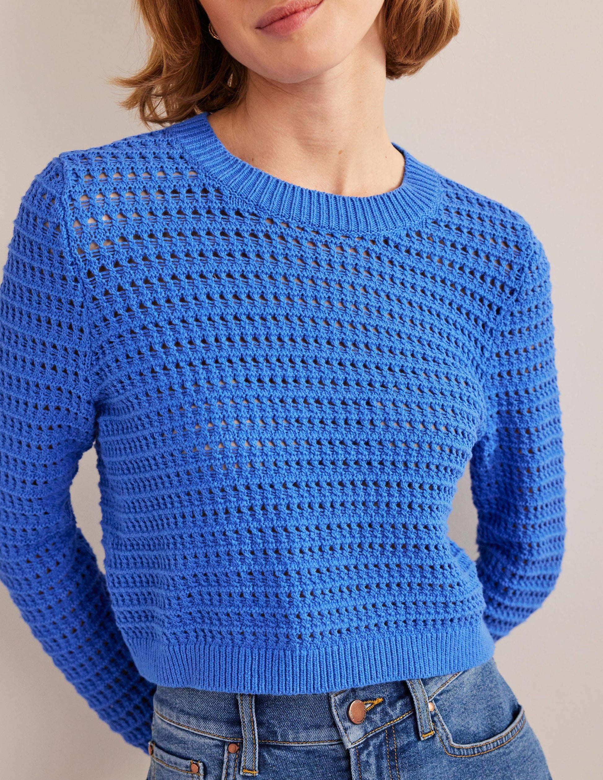 Cropped Crochet Sweater-Nebulus Blue-2
