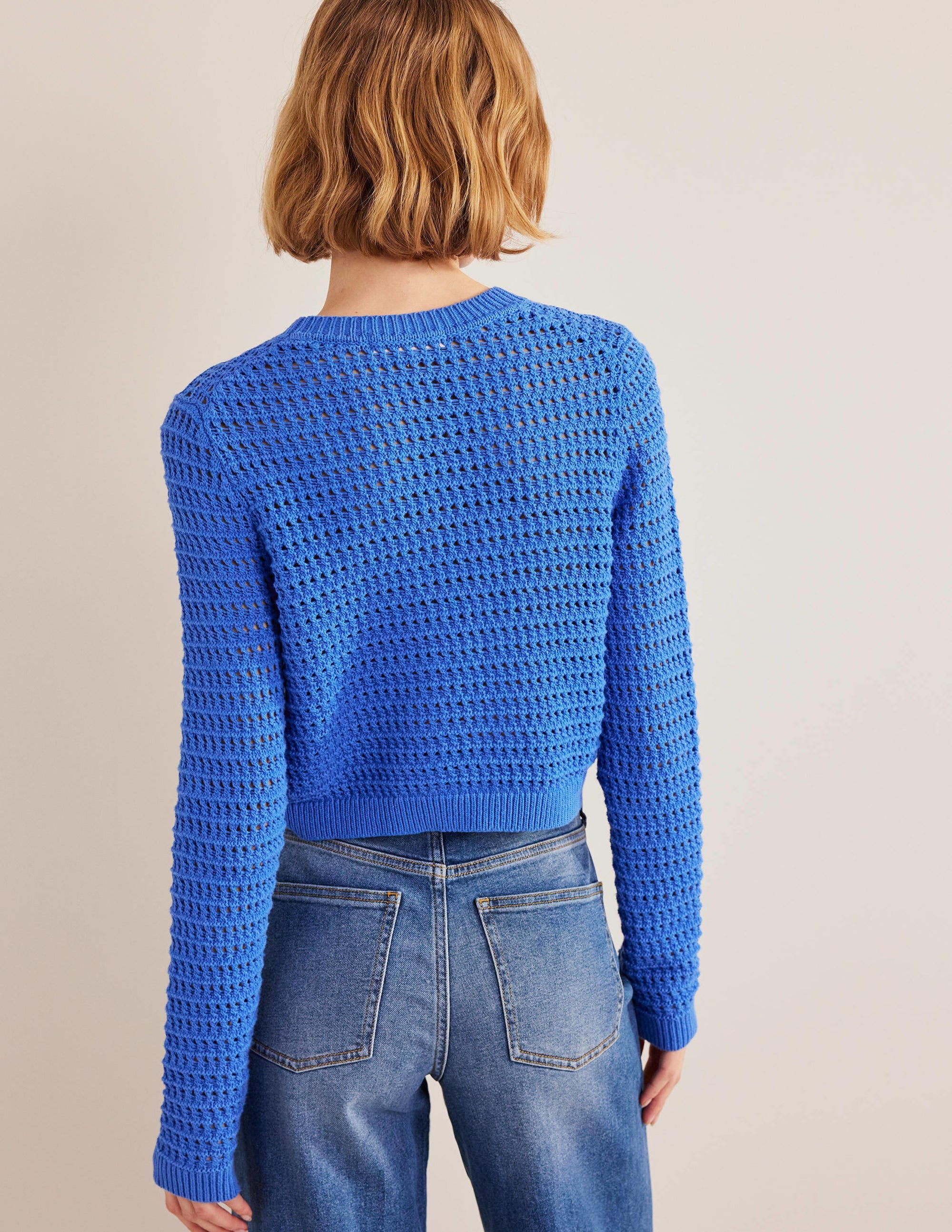 Cropped Crochet Sweater-Nebulus Blue - Image 3