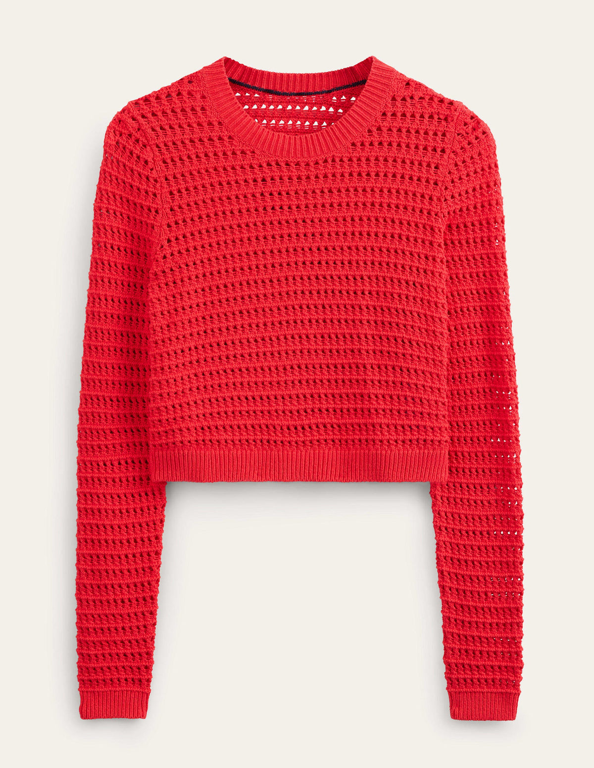 Cropped Crochet Sweater-High Risk Red-5