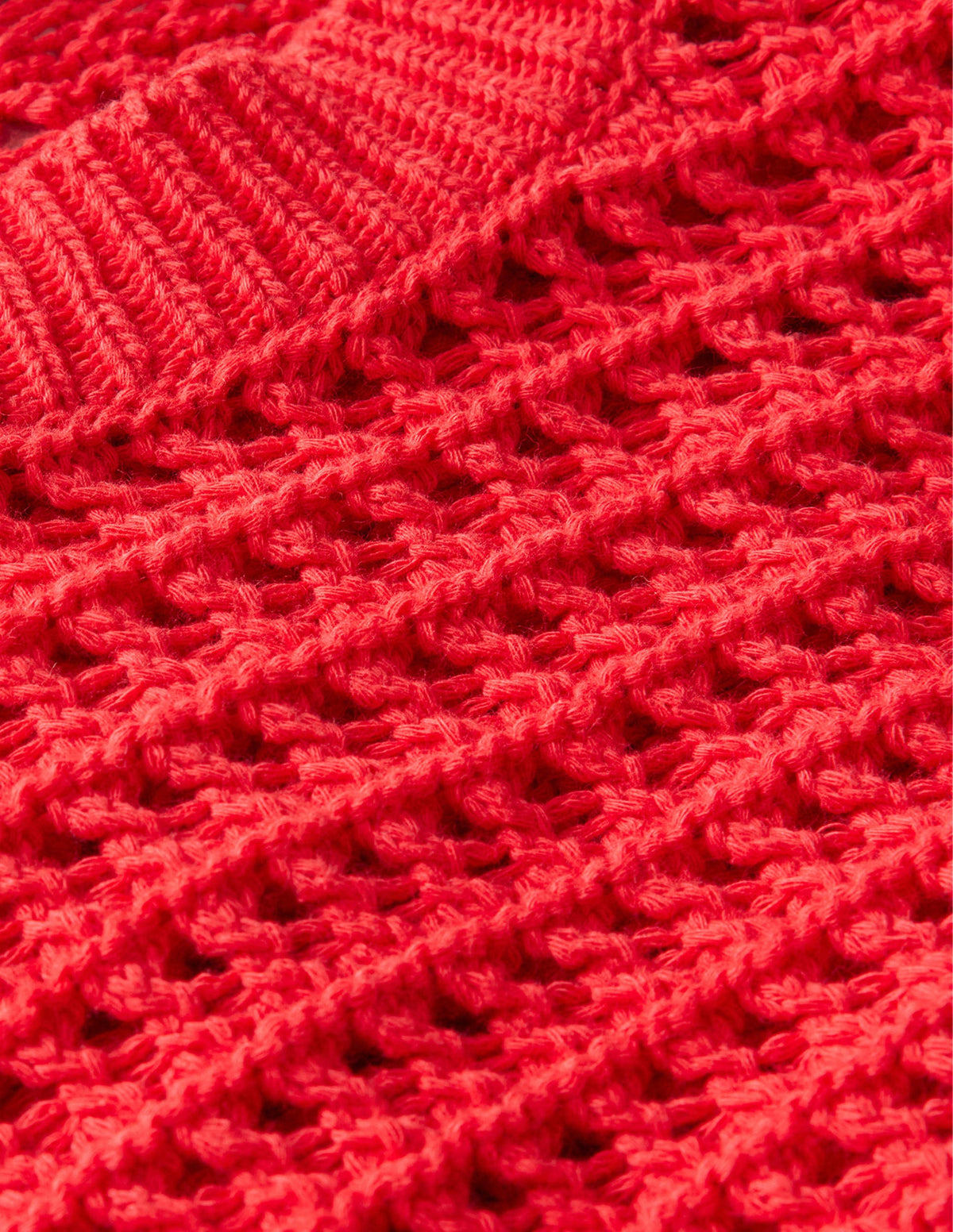 Cropped Crochet Sweater-High Risk Red-6