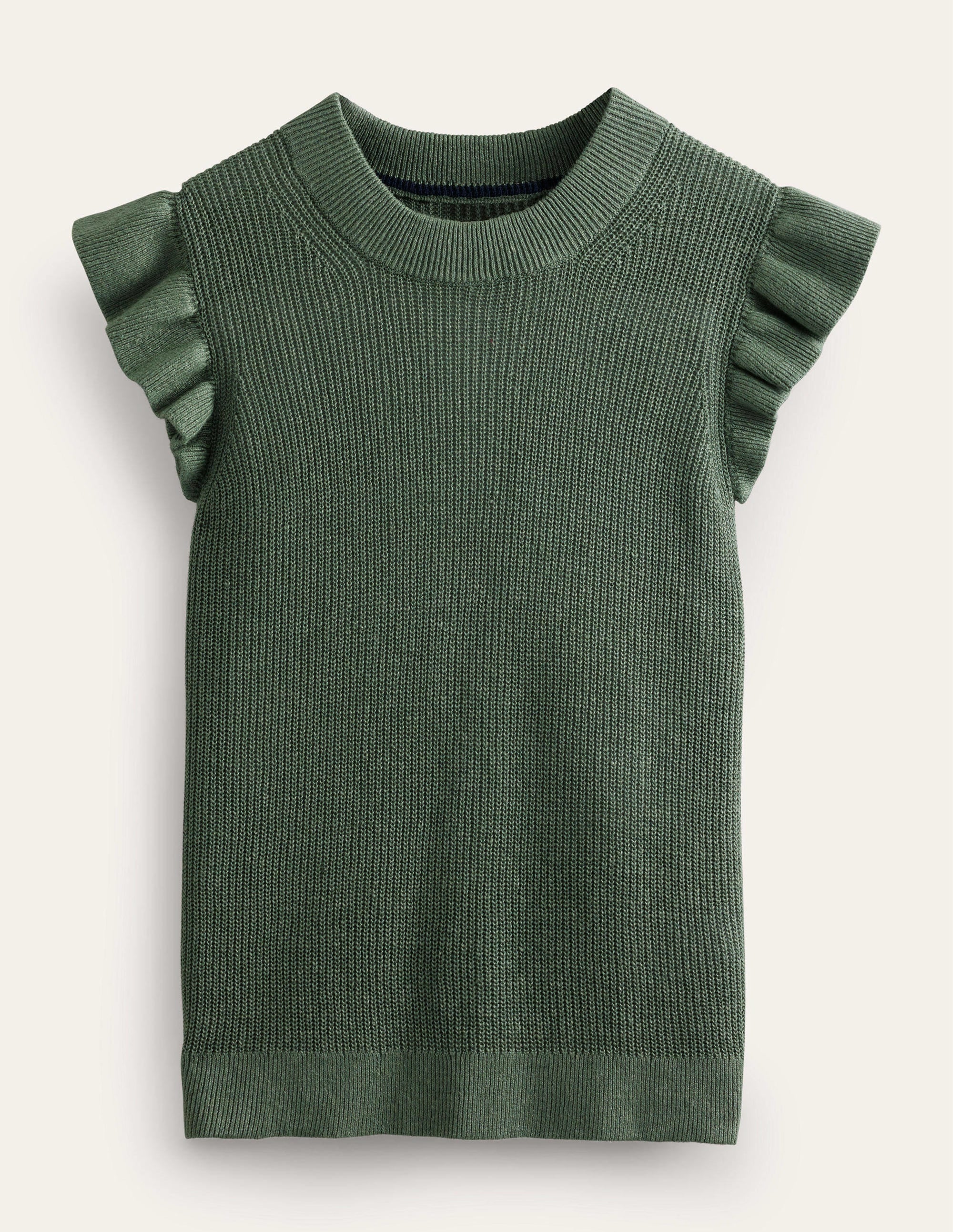 Ribbed Frill Linen Vest-Alder - Image 5