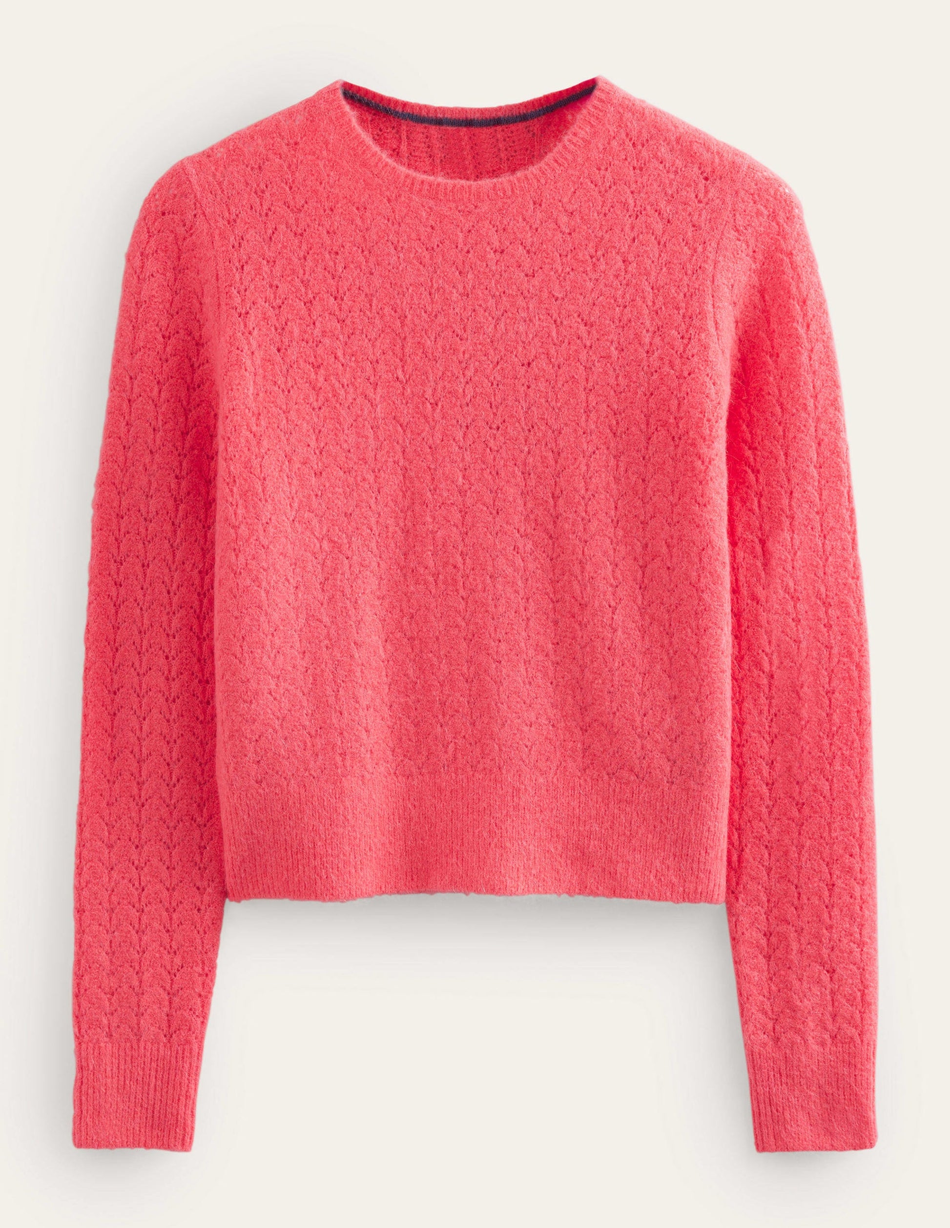 Fluffy Pointelle Sweater-Coral-5