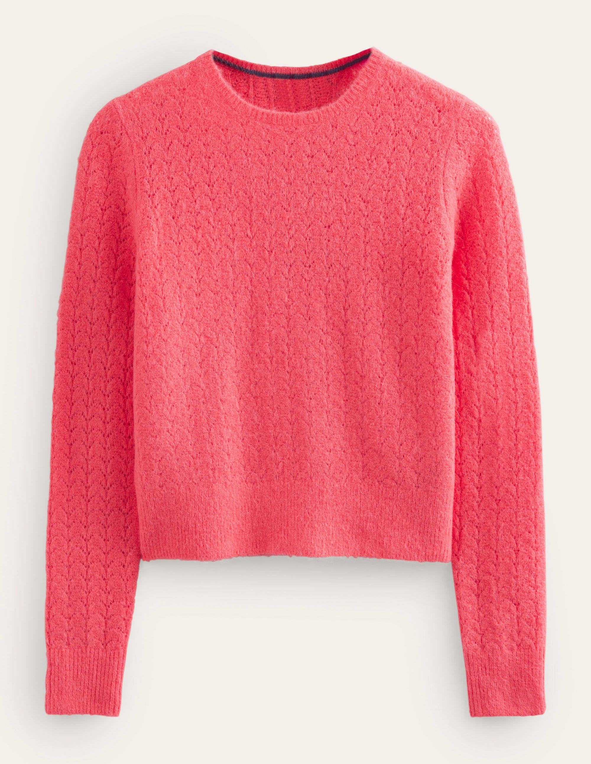Fluffy Pointelle Sweater-Coral - Image 5