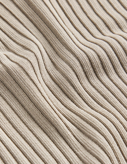 Ribbed Slash Neck Sweater-Stone-6