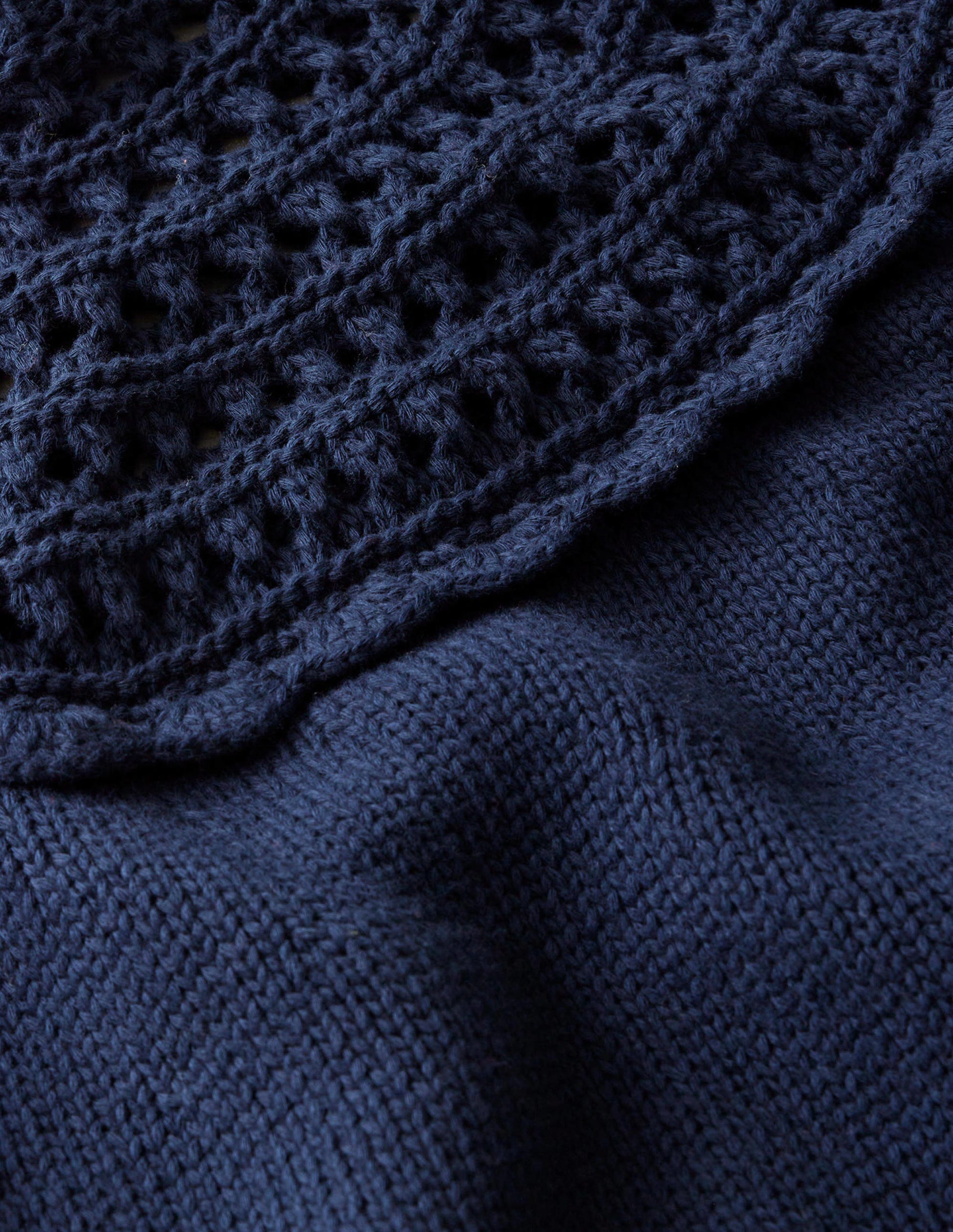 Crochet Yoke Sweater-Navy-6