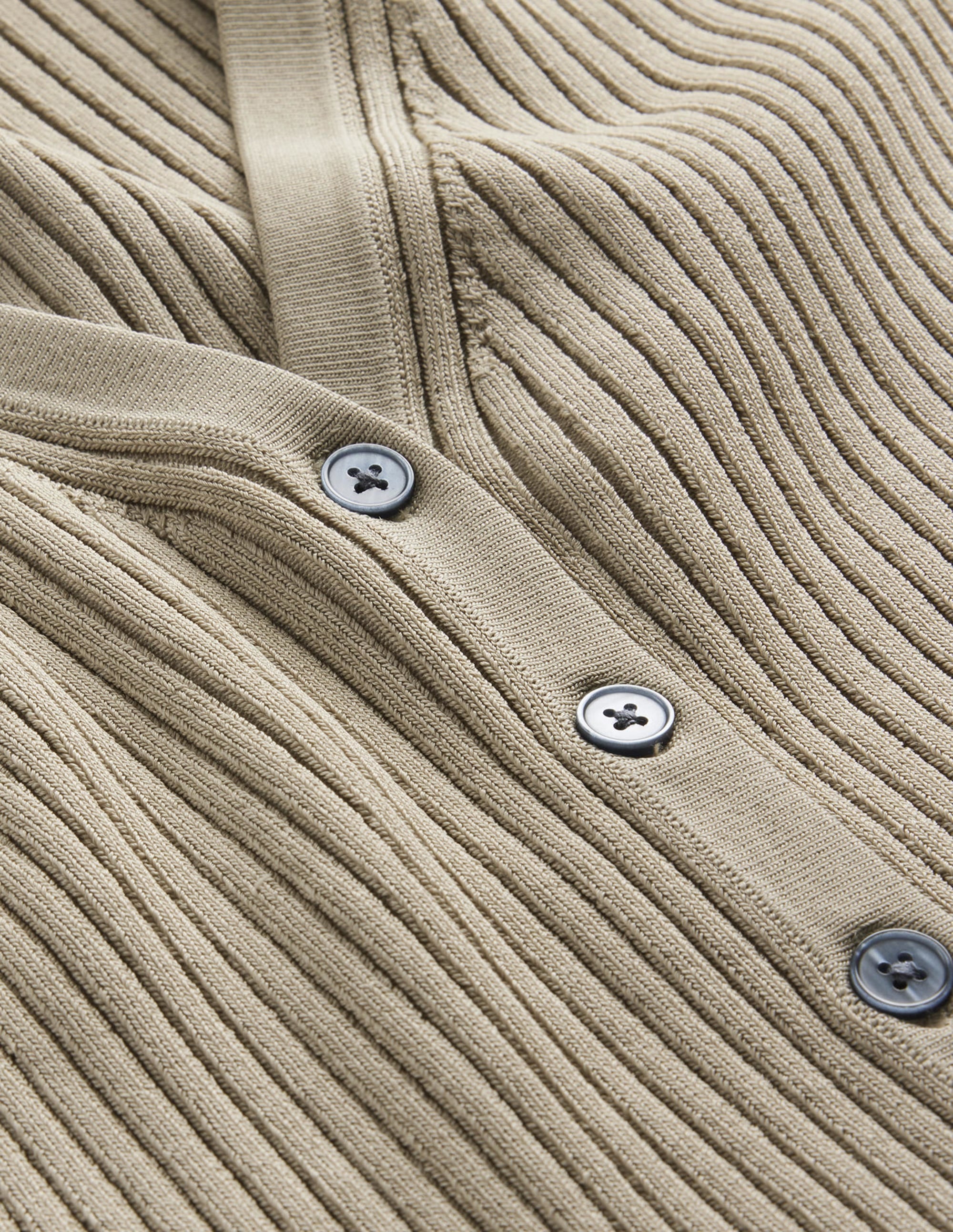 Cropped Wide Neck Rib Cardigan-Stone - Image 6