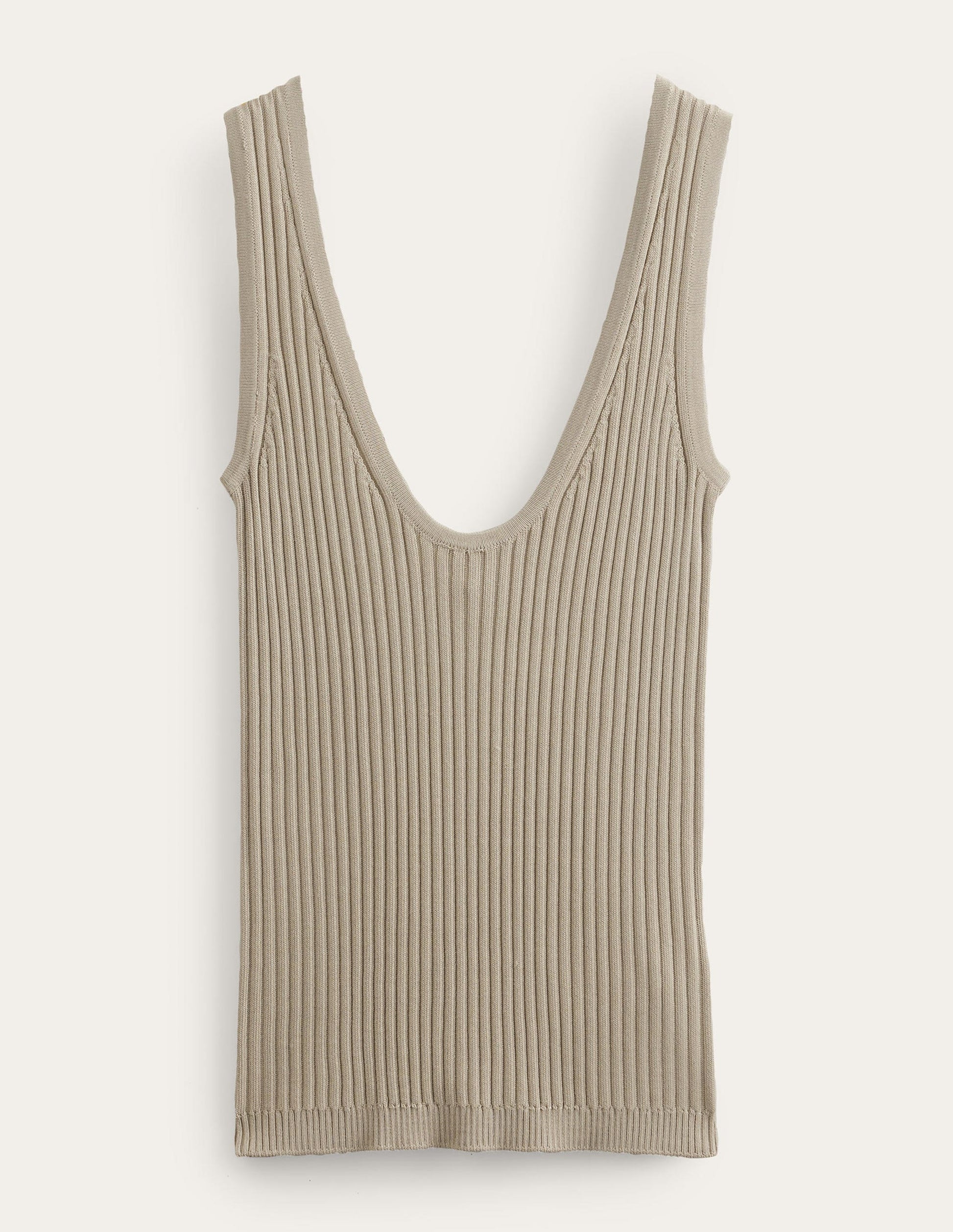 Cropped Scoop Ribbed Vest-Stone-8