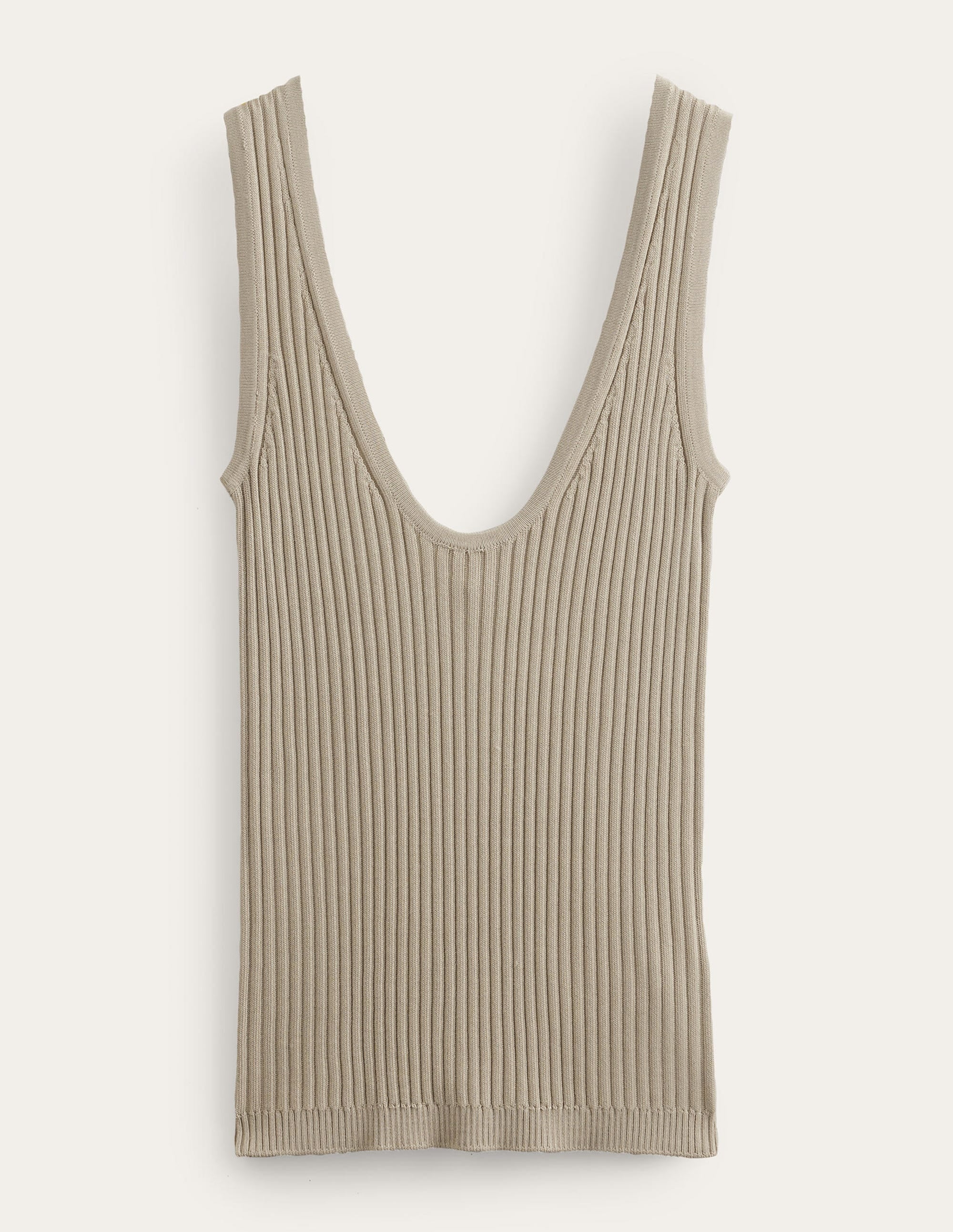 Cropped Scoop Ribbed Vest-Stone - Image 8