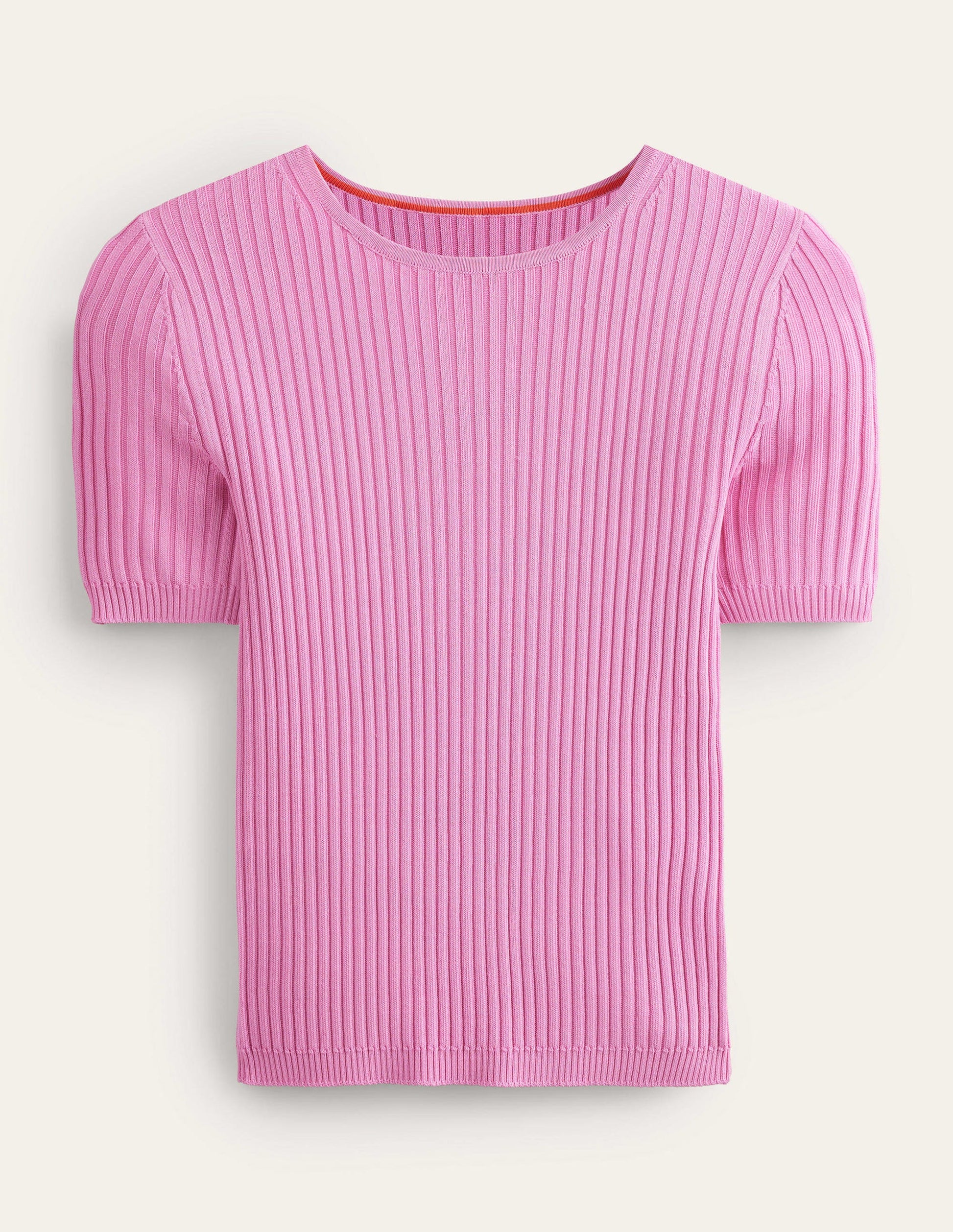Ribbed Knitted T-Shirt-Pink Lemonade-5