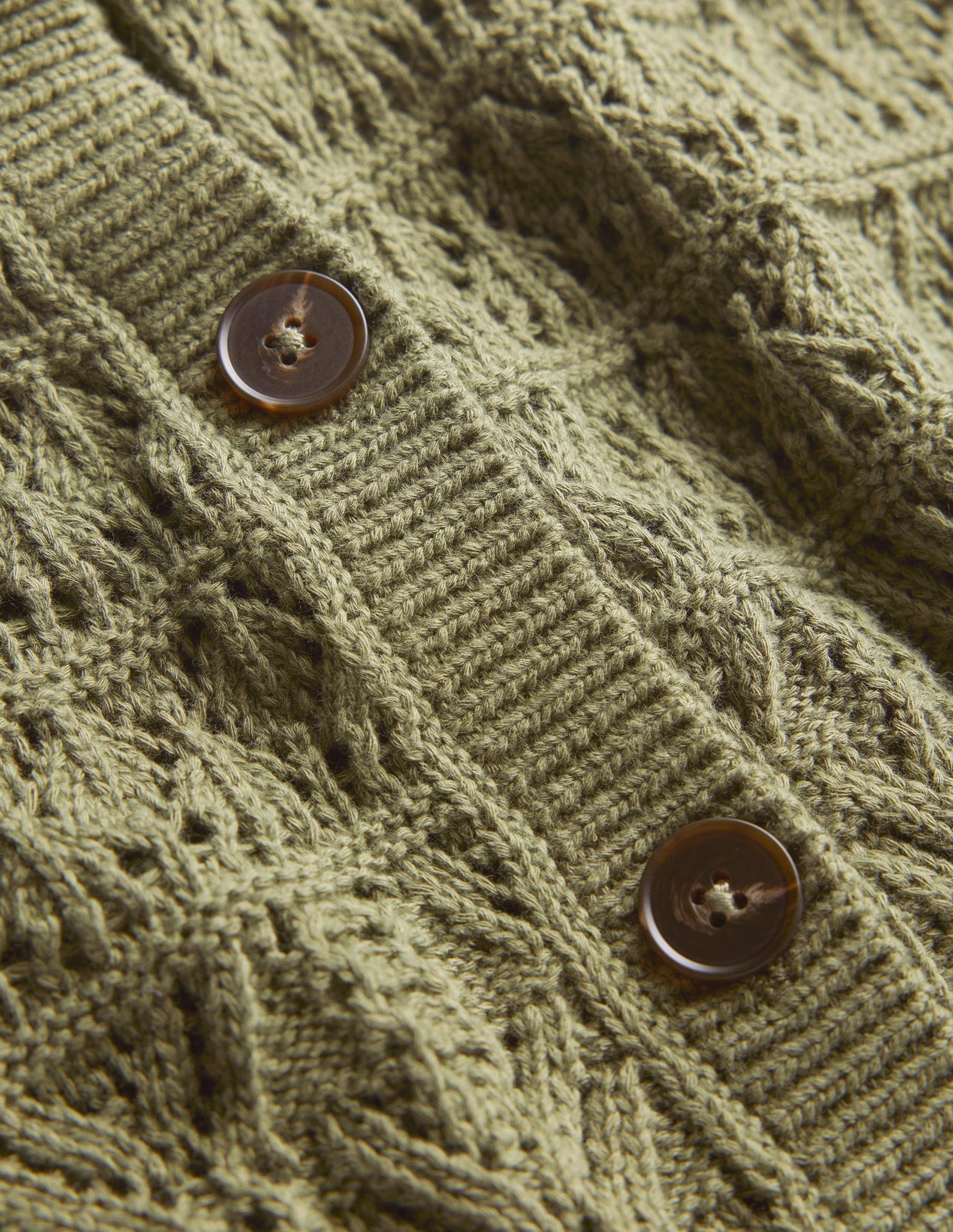 Pointelle Crew Neck Cardigan-Spruce Green-6