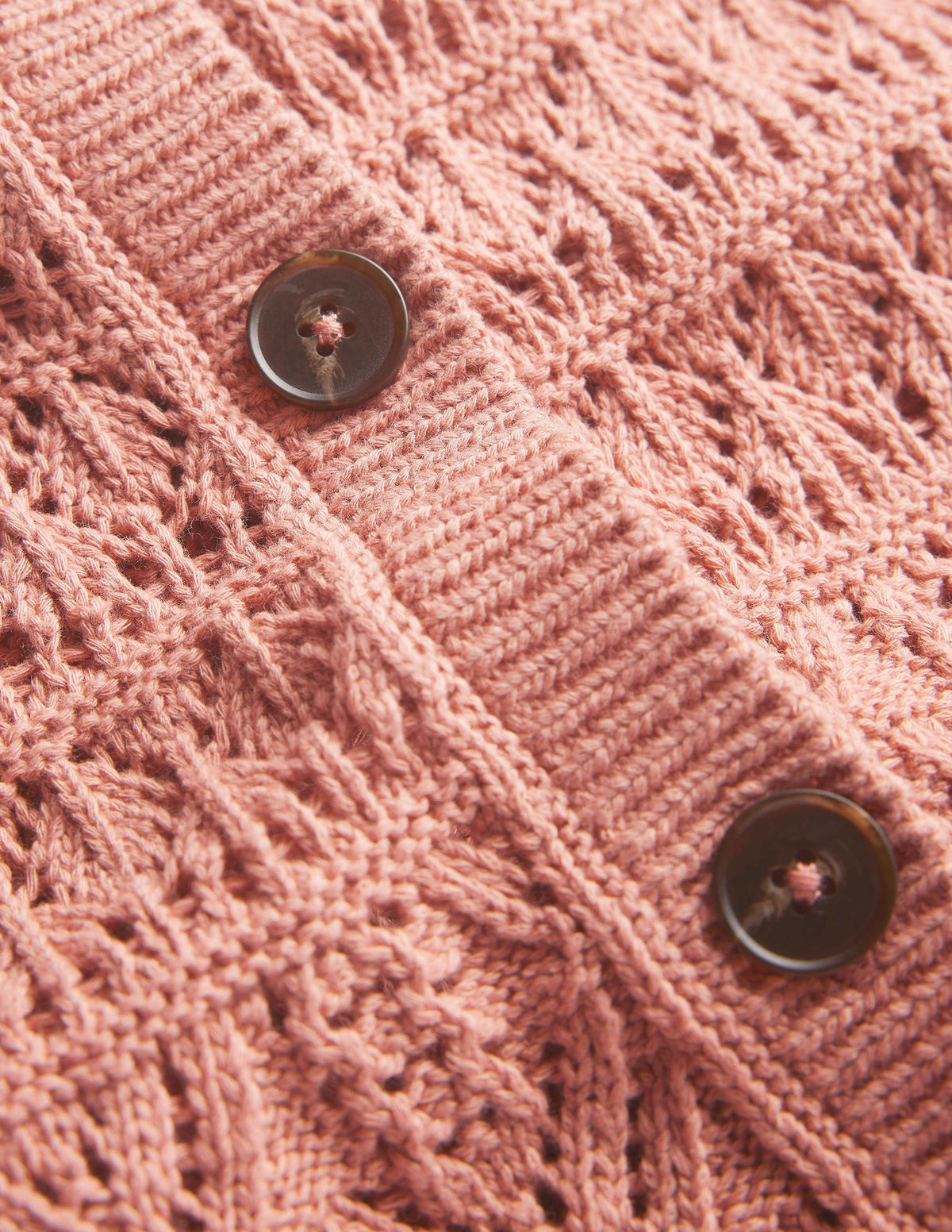 Pointelle Crew Neck Cardigan-Rose Pink-7