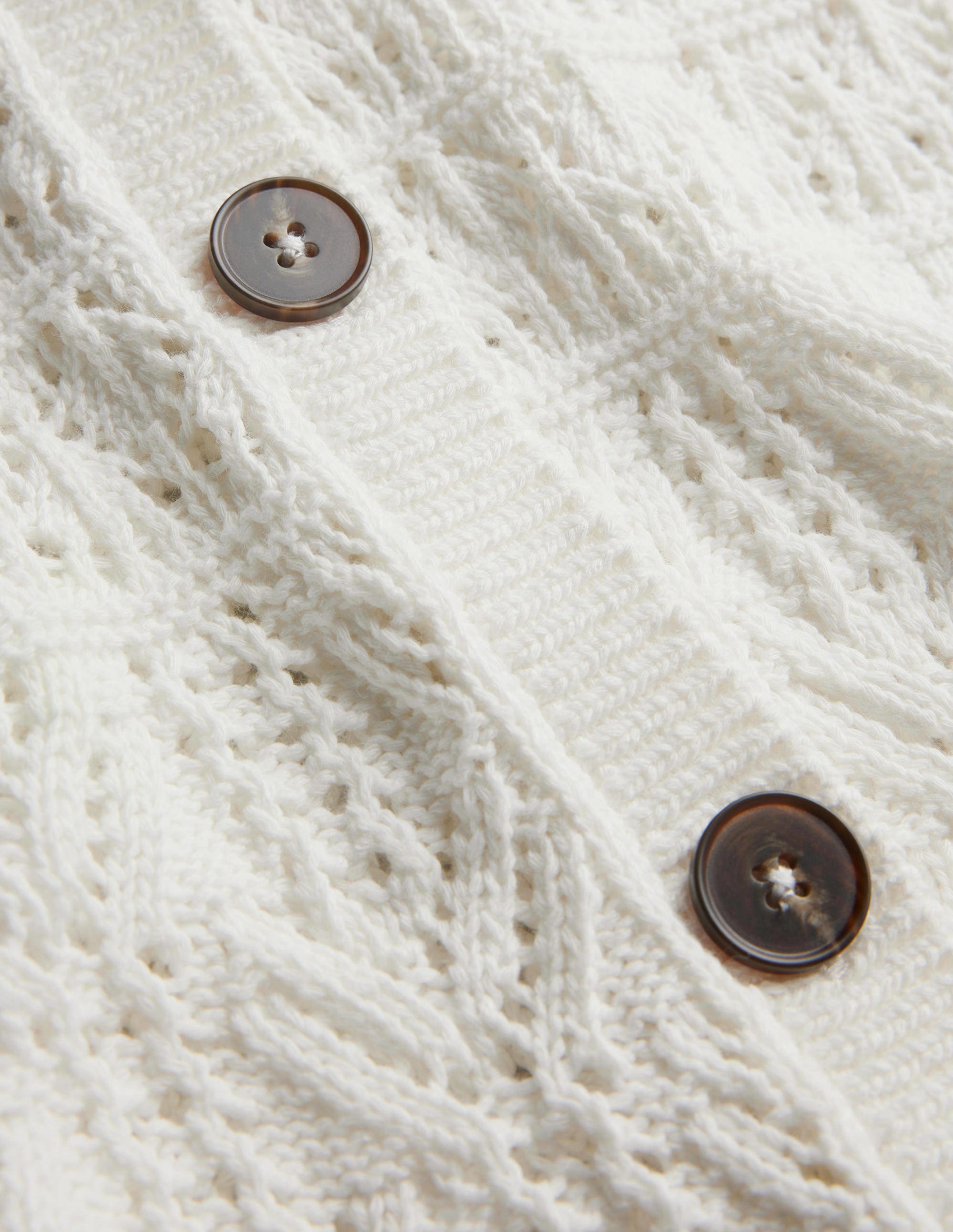 Pointelle Cotton Cardigan-Warm Ivory - Image 7