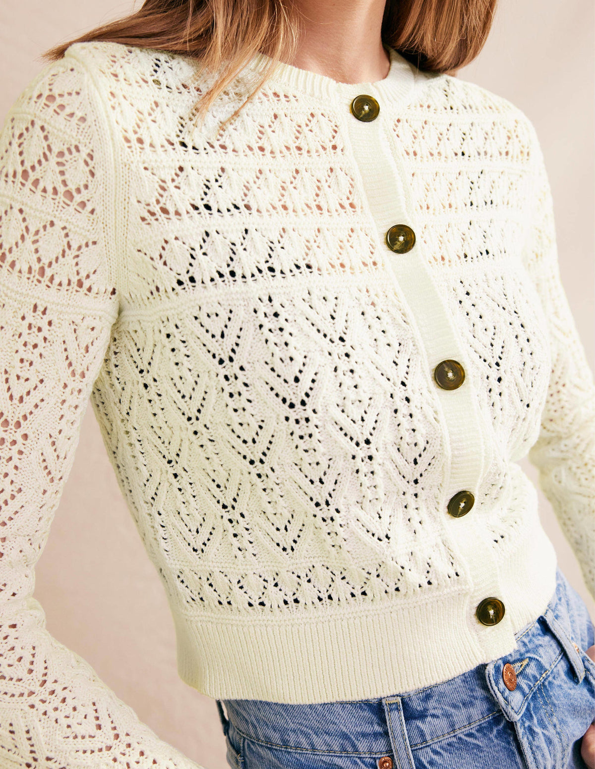 Pointelle Cotton Cardigan-Warm Ivory-2