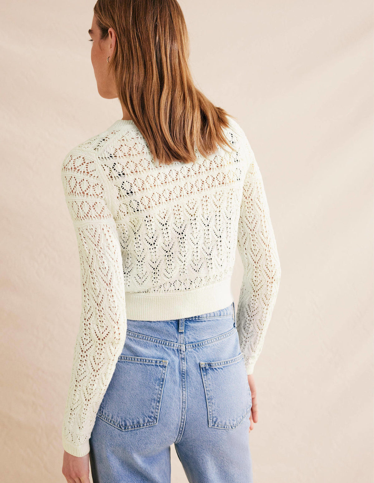 Pointelle Cotton Cardigan-Warm Ivory-3