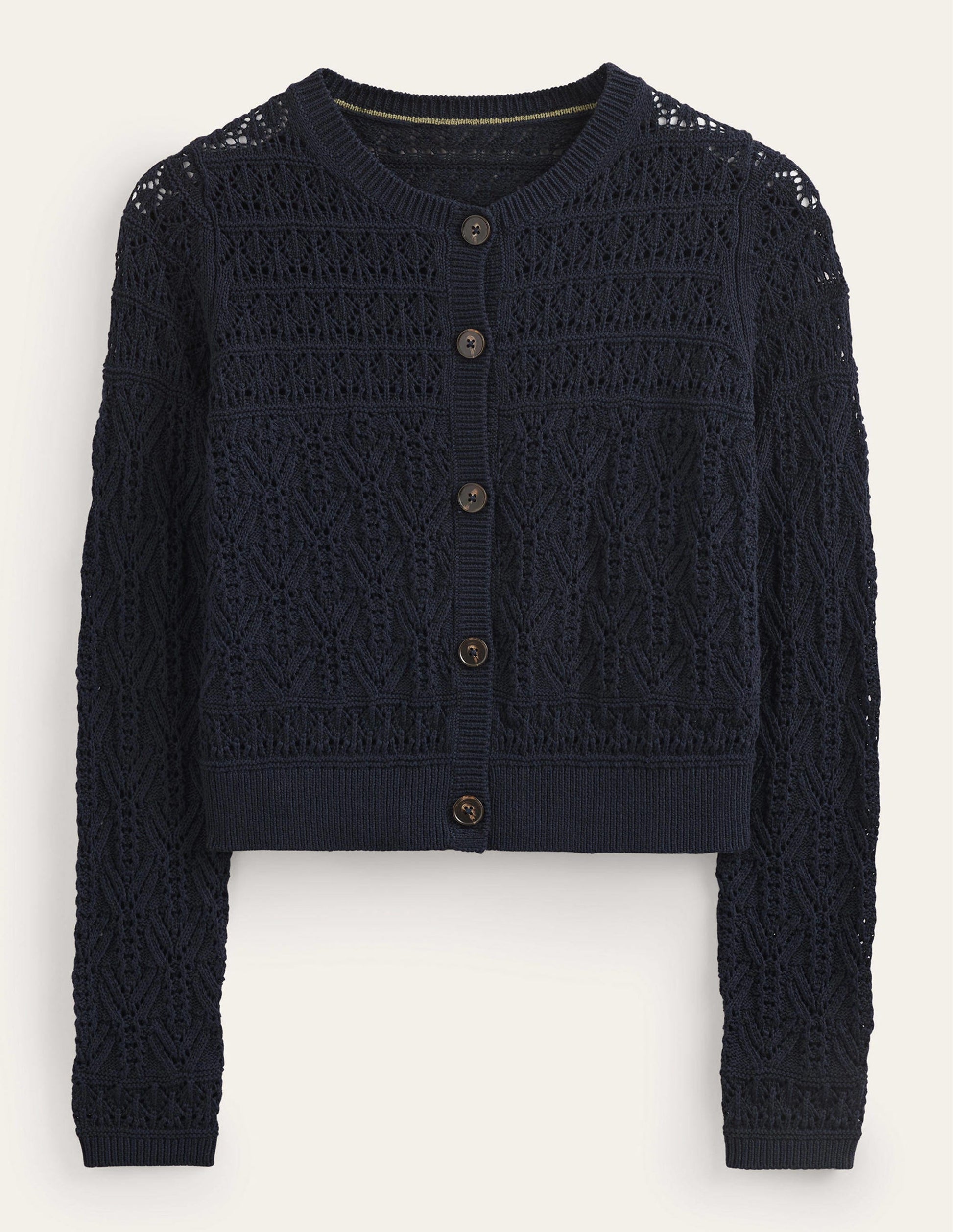 Pointelle Cotton Cardigan-Navy-5