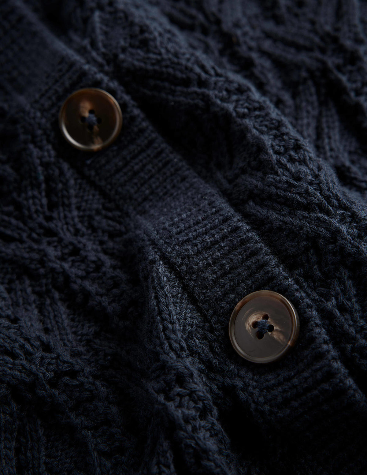 Pointelle Cotton Cardigan-Navy - Image 6