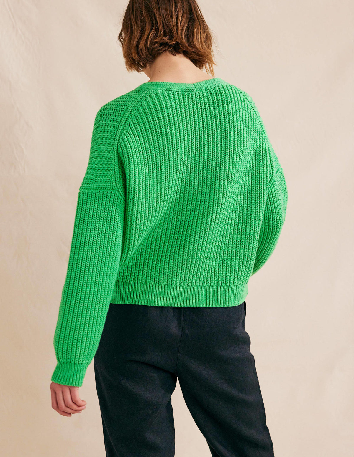 Oversized Ribbed Cardigan-Bright Green-3