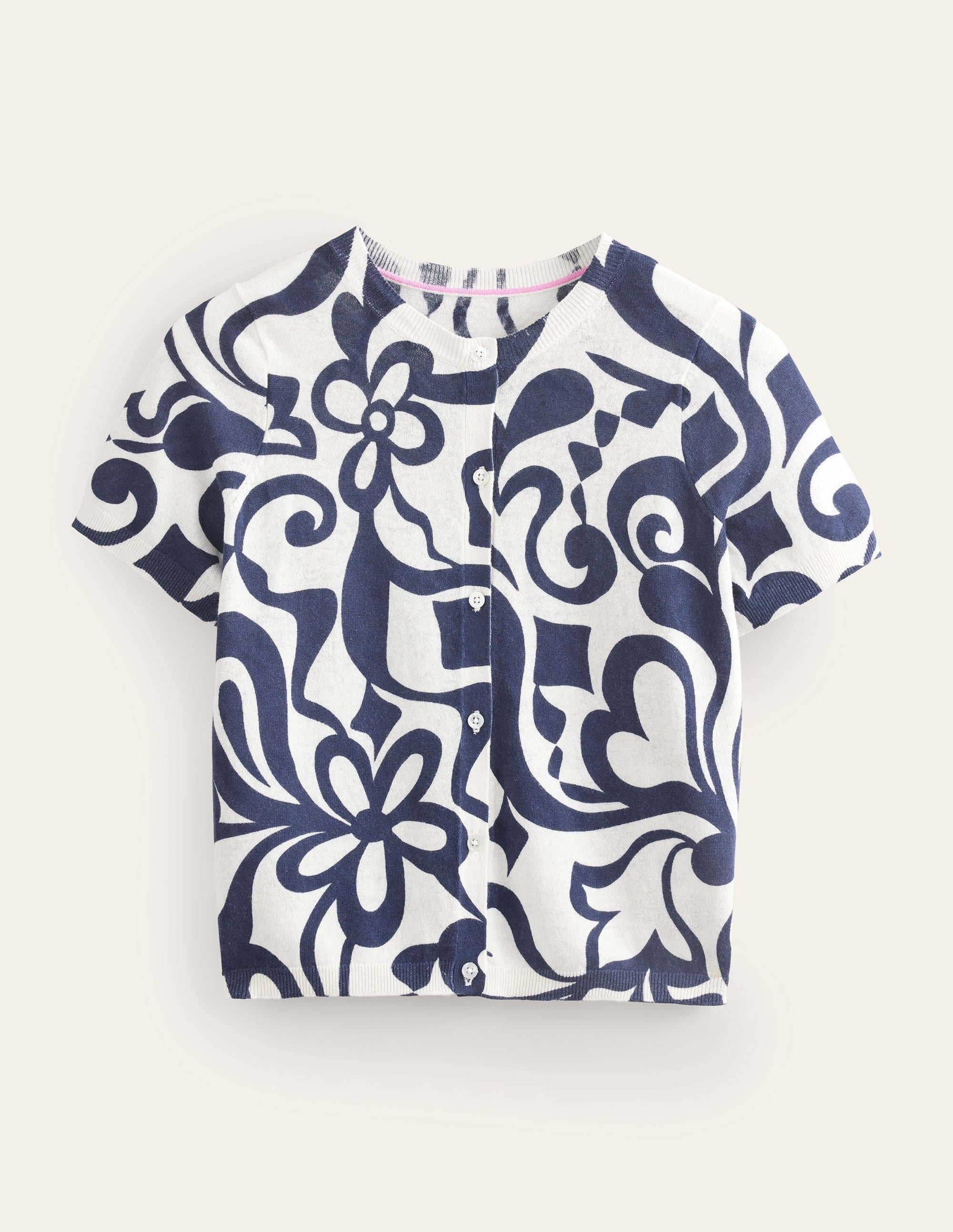 Printed Beach Cardigan-Ink Pot, Ivory Bloom Azure - Image 6