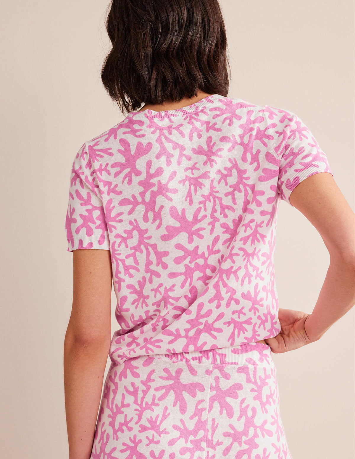 Printed Beach Cardigan-Plum Blossom, Abstract Foliage - Image 3