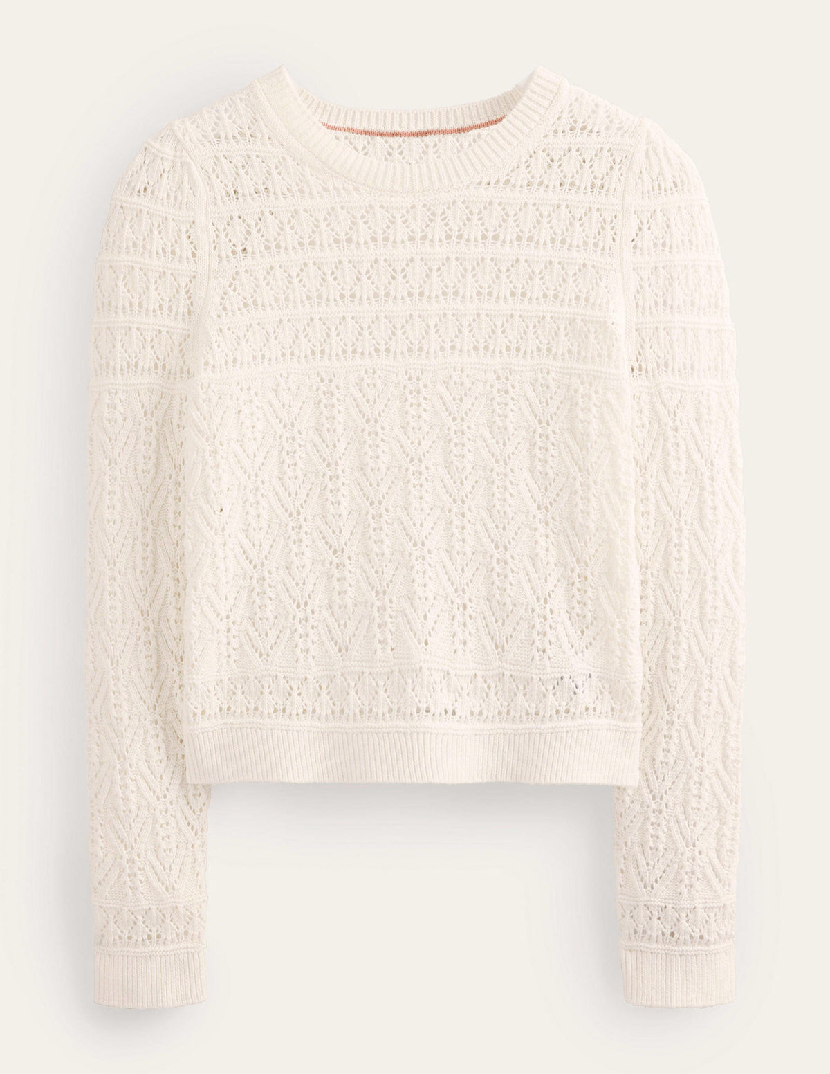 Pointelle Cotton Sweater-Warm Ivory - Image 5