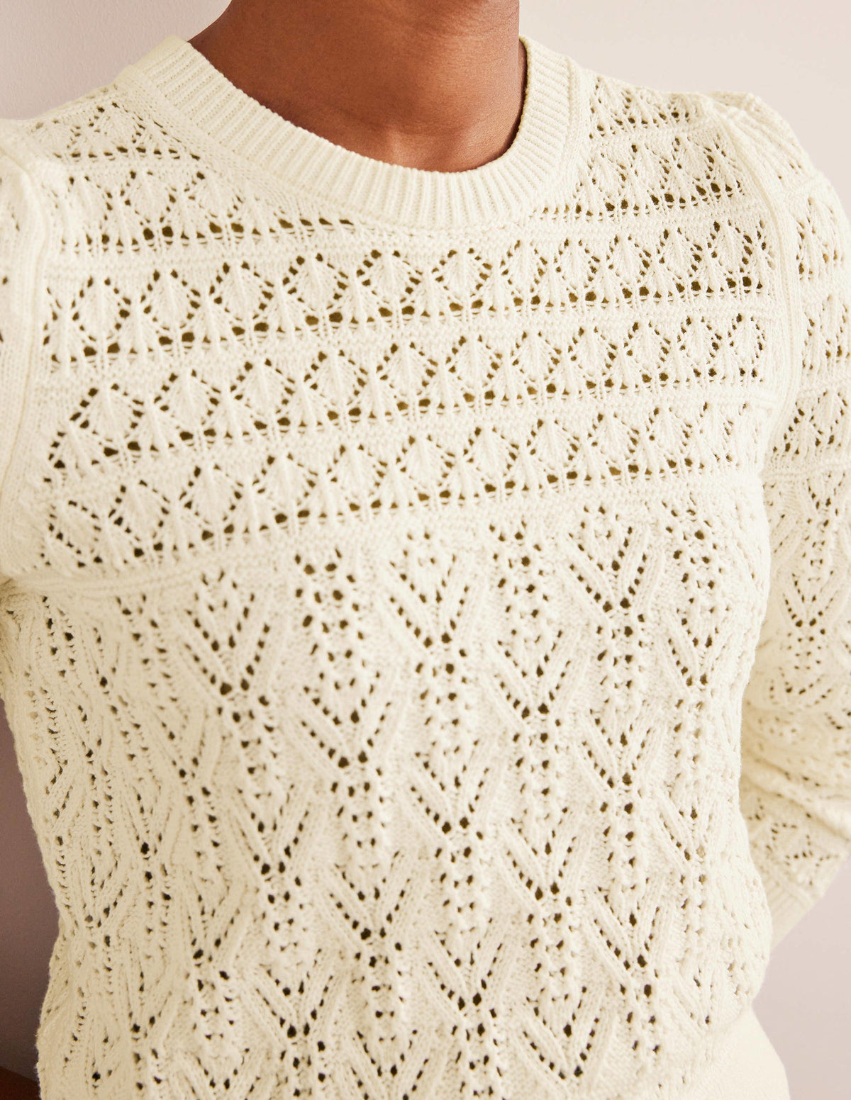 Pointelle Cotton Sweater-Warm Ivory-2