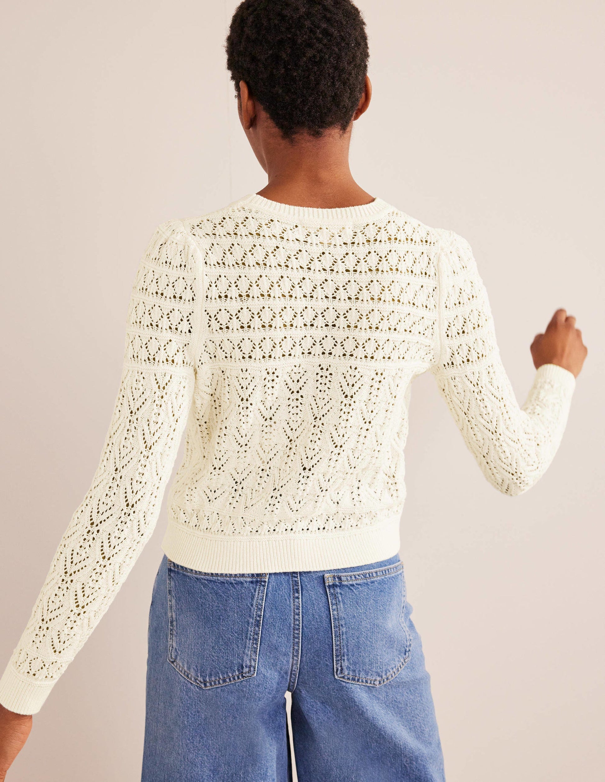 Pointelle Cotton Sweater-Warm Ivory-3