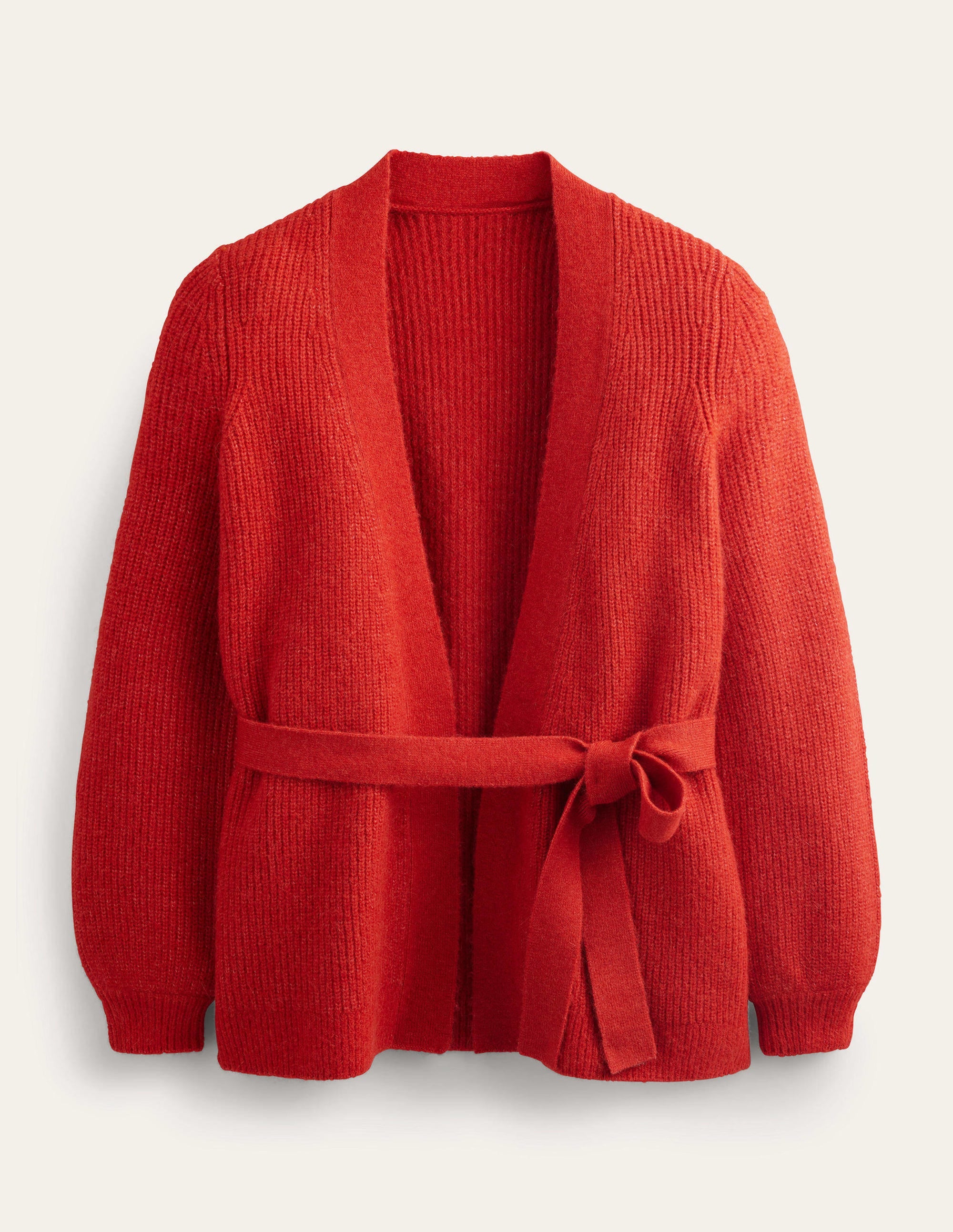 Fluffy Belted Cardigan-Tomato - Image 5