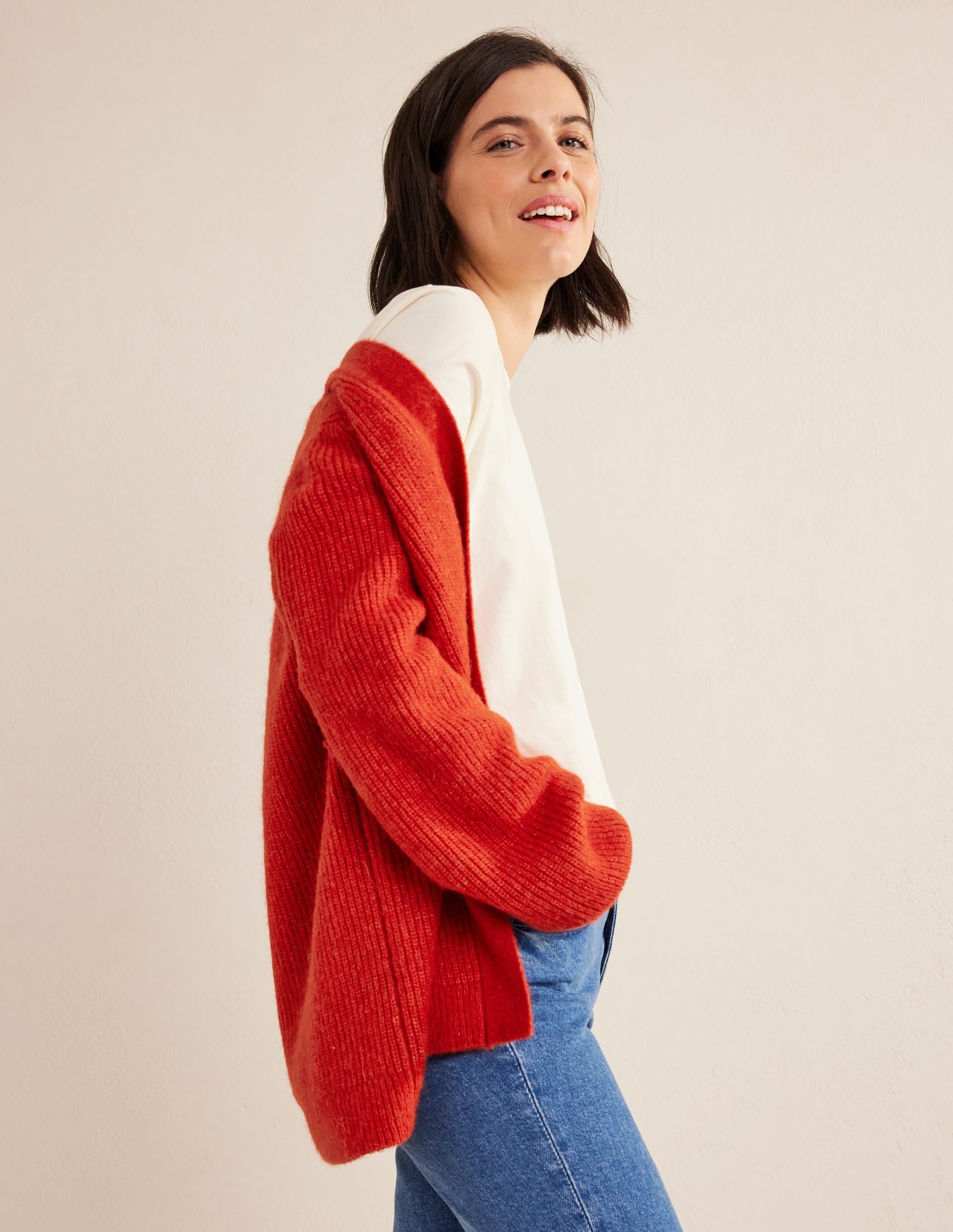 Fluffy Belted Cardigan-Tomato - Image 1