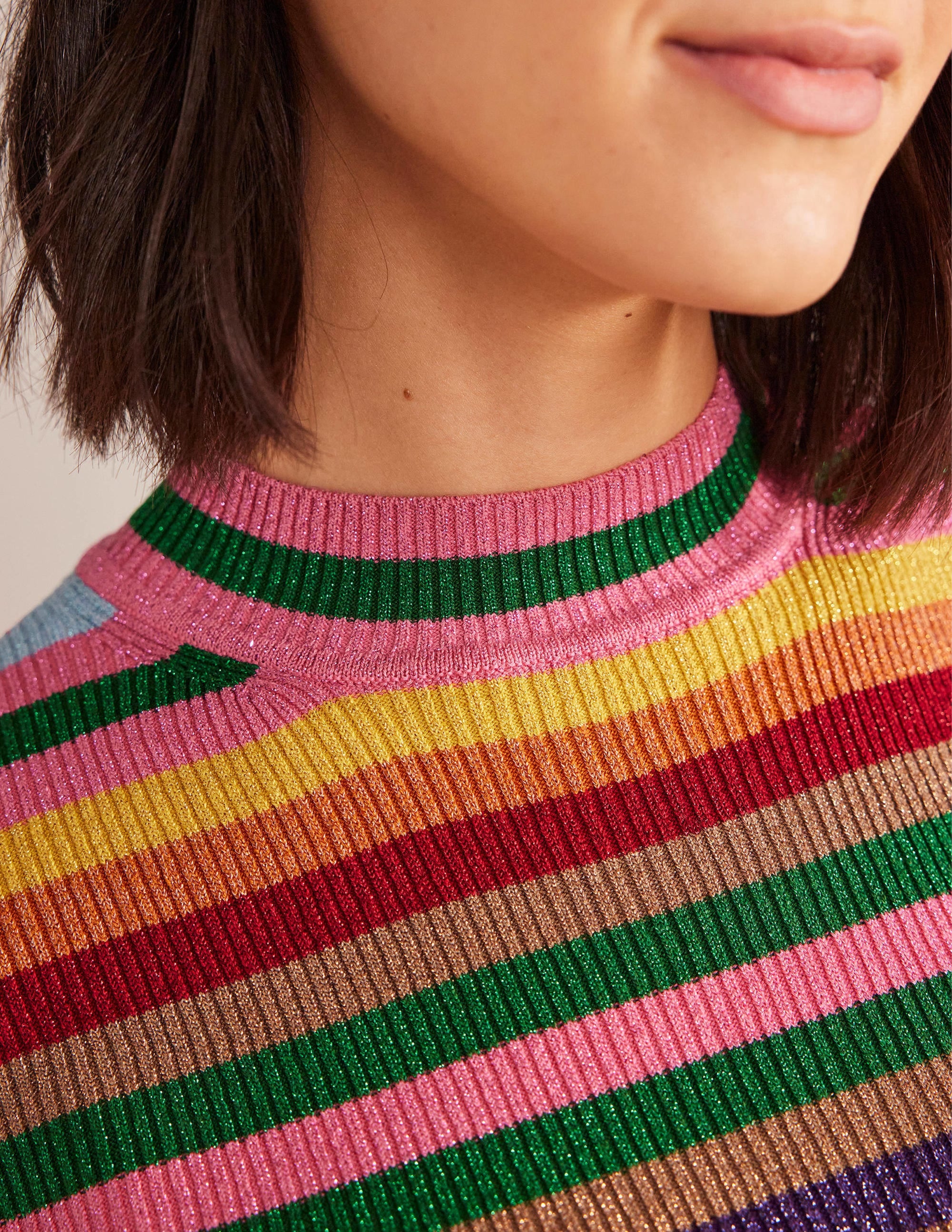 Sparkle High Neck Top-Sparkle Multi Stripe - Image 2