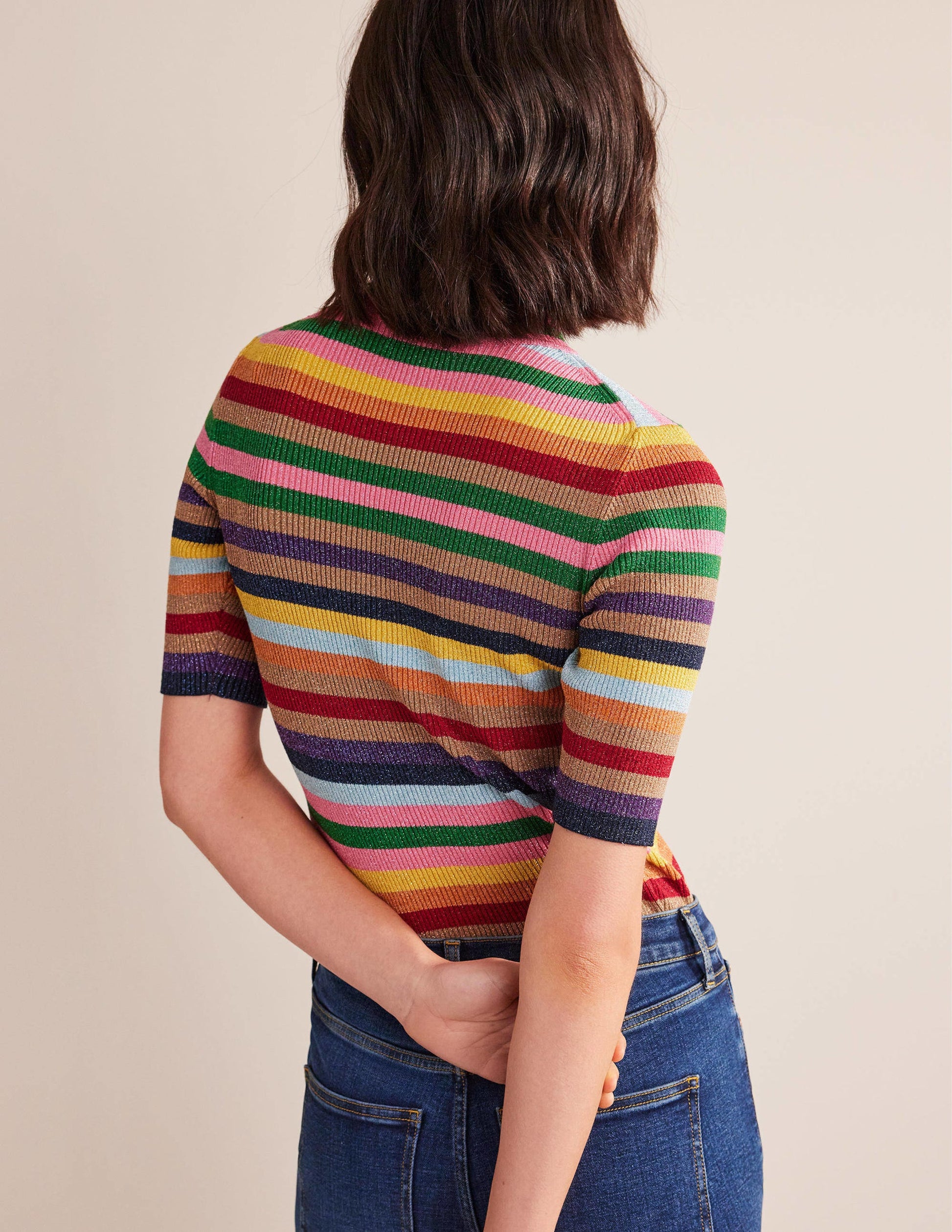 Sparkle High Neck Top-Sparkle Multi Stripe-3