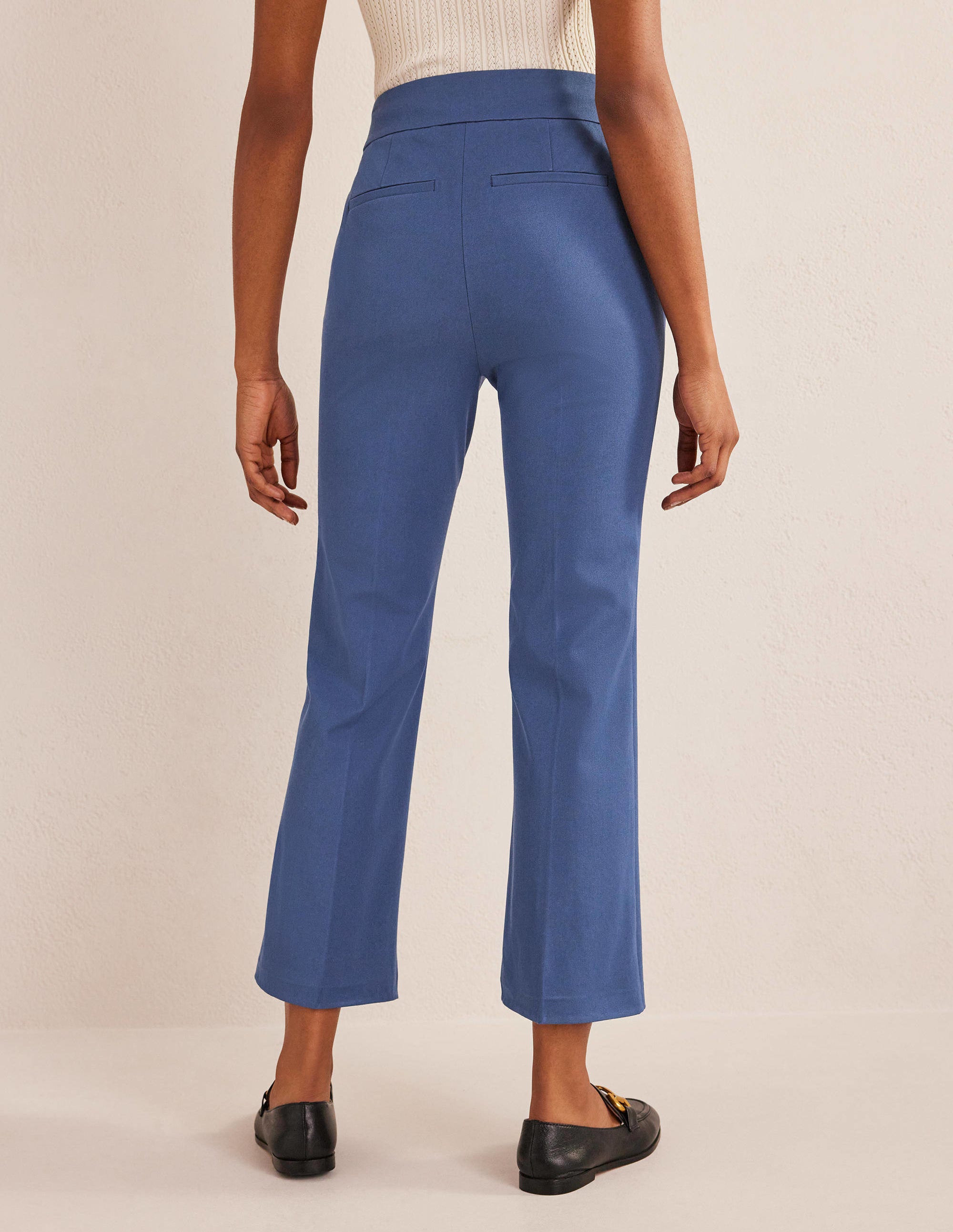 Bi-Stretch Crop Flare Pants-True Blue - Image 3