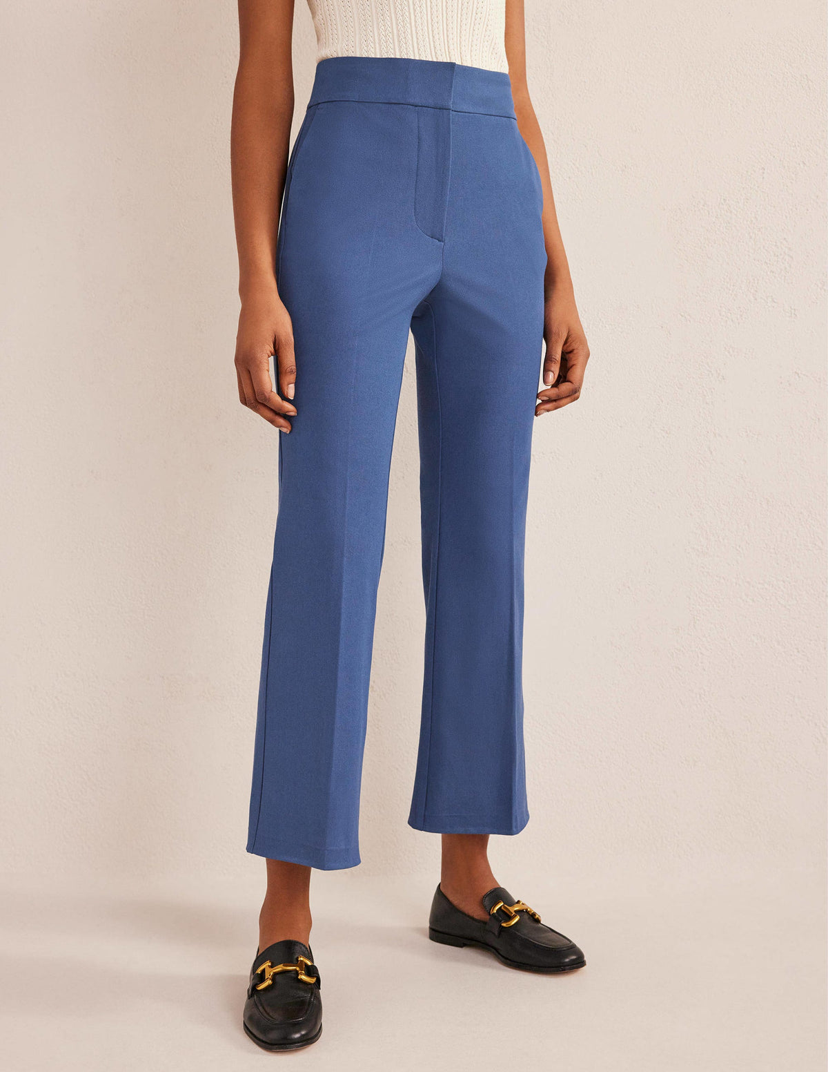 Bi-Stretch Crop Flare Pants-True Blue - Image 4