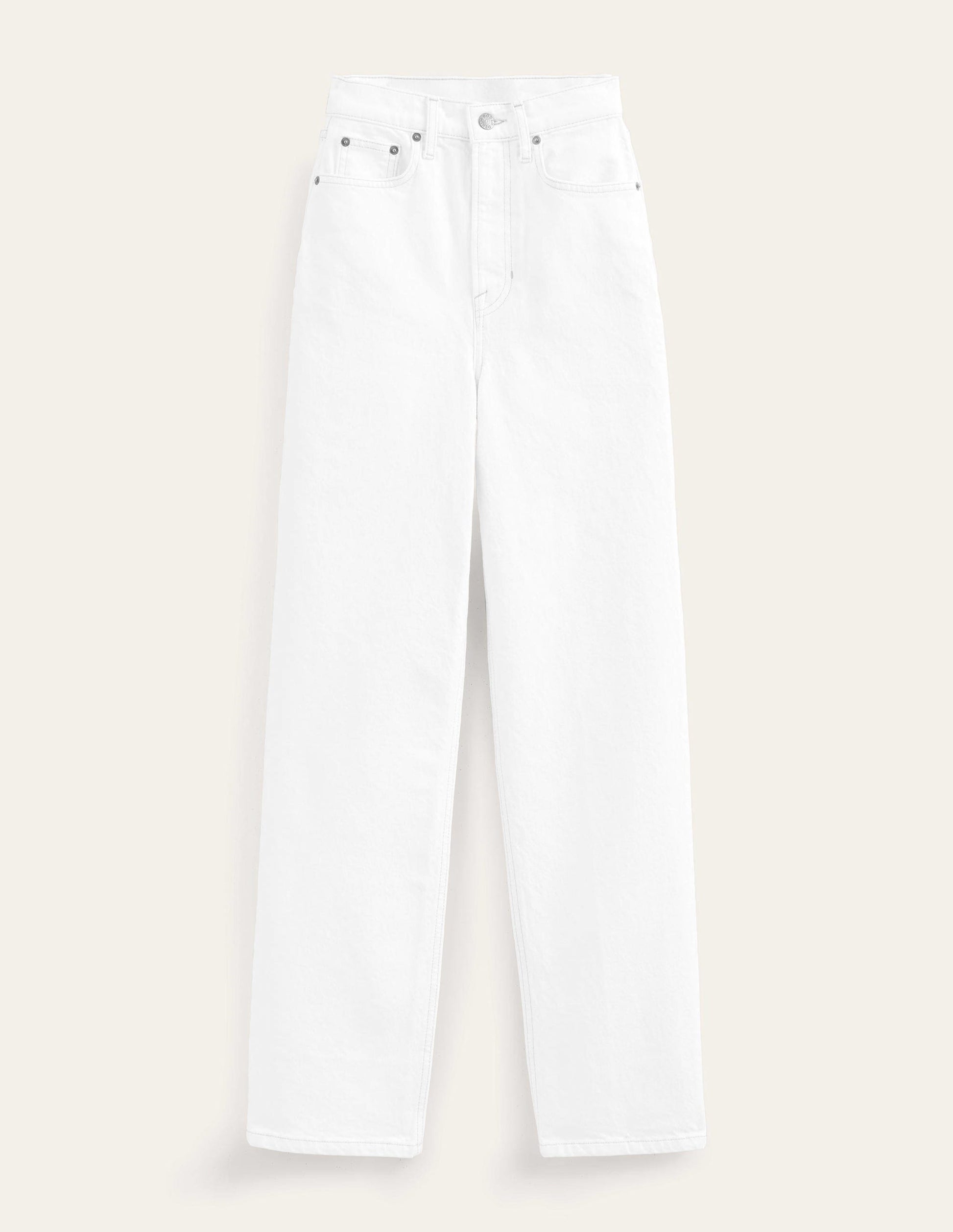 High Rise True Straight Jeans-White-6