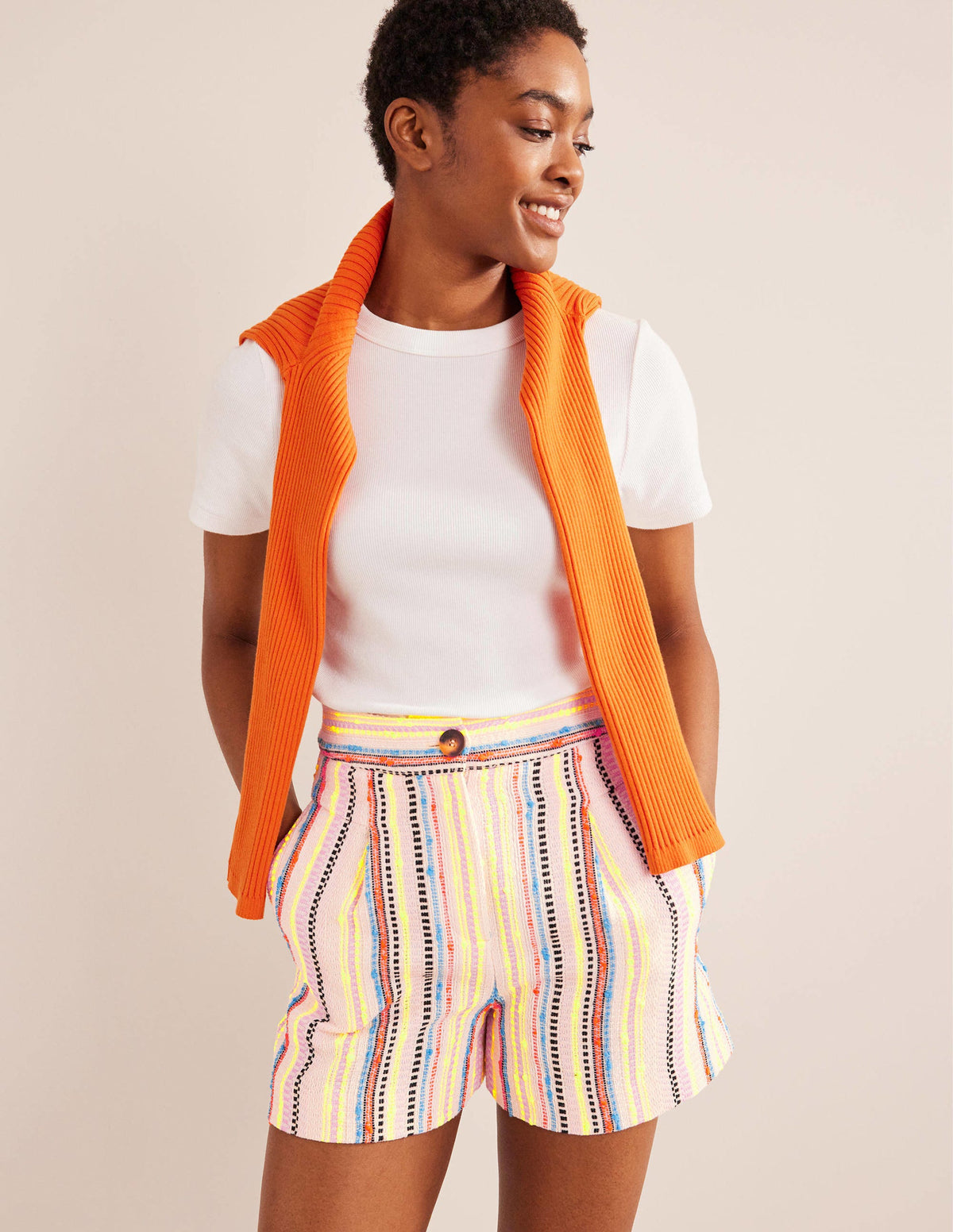 Textured Shorts-Textured Stripe - Image 1