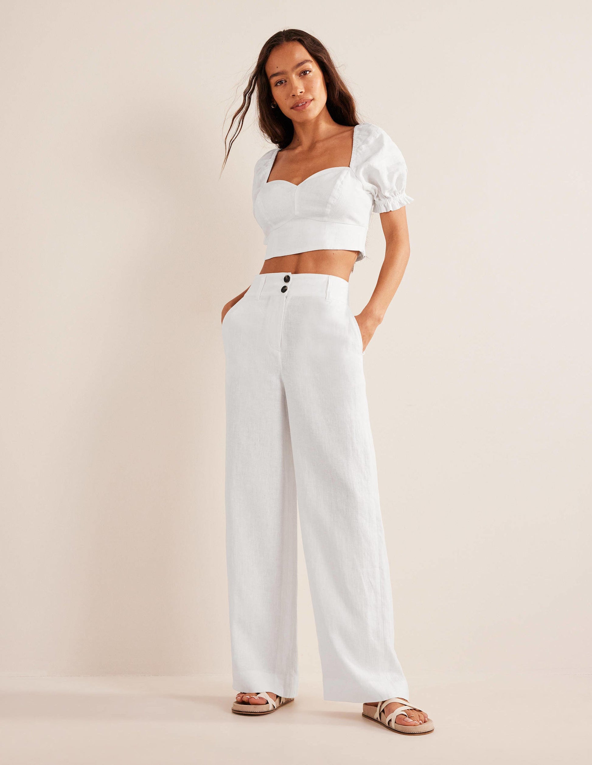 Highbury Linen Pants-White-1