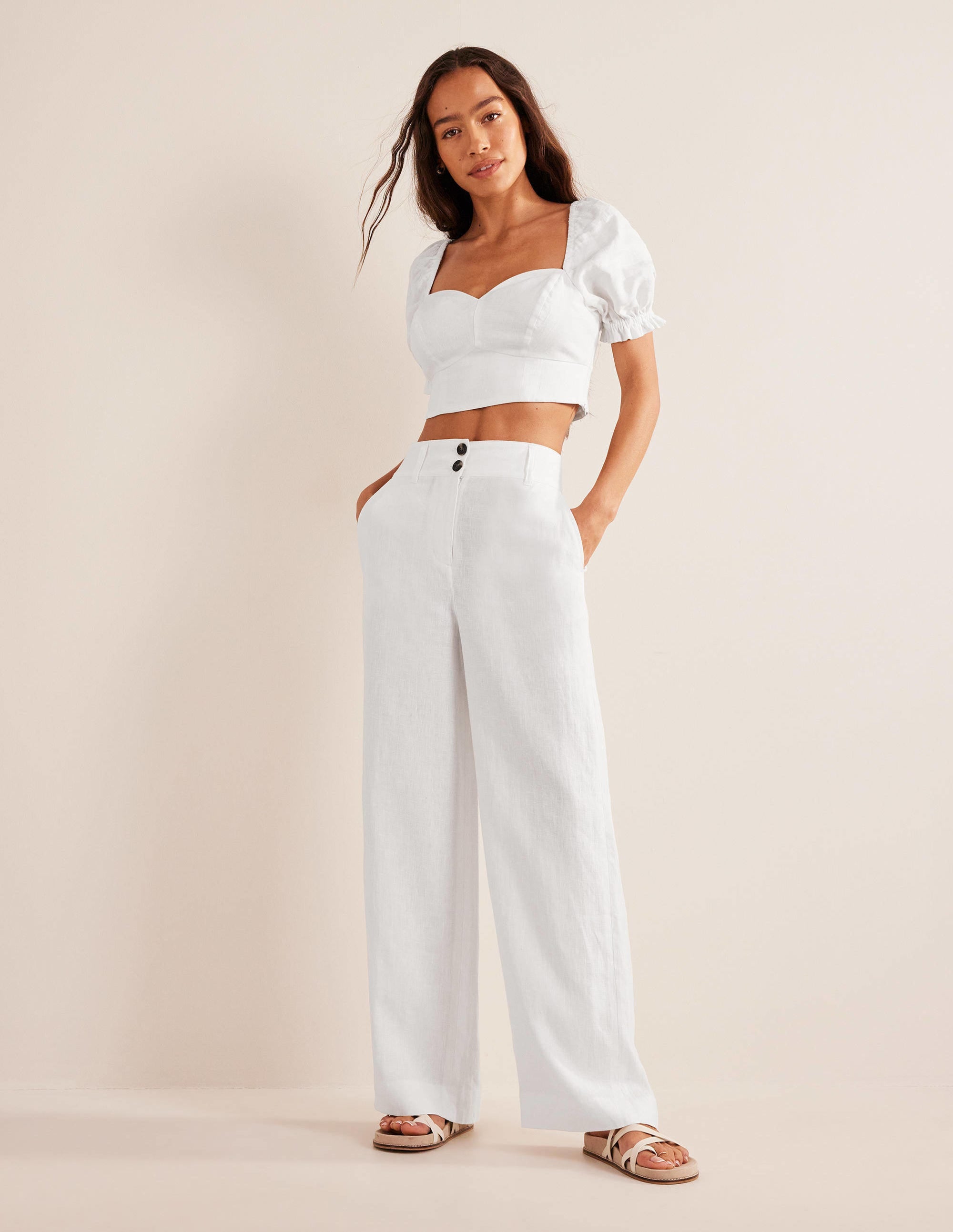 Highbury Linen Pants-White - Image 1