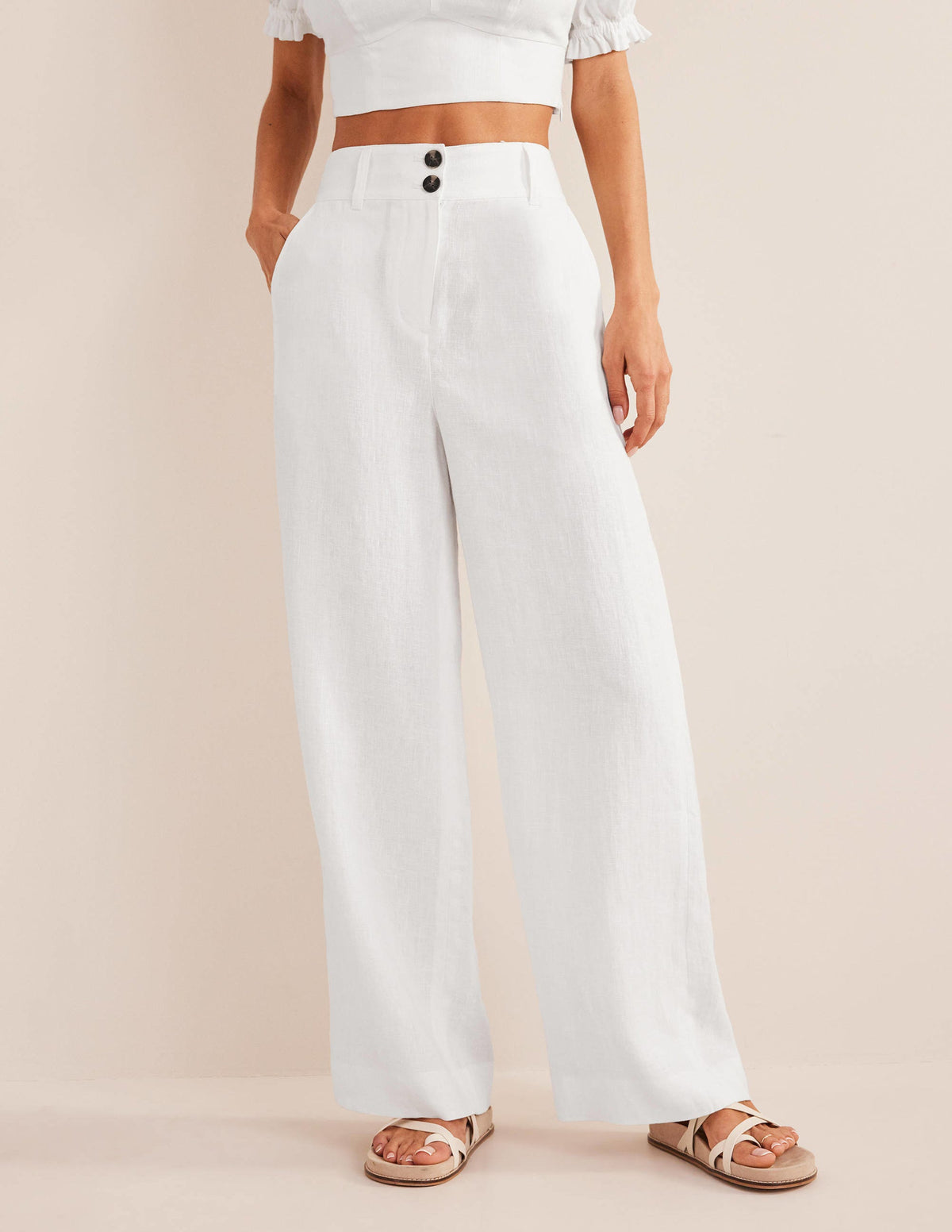 Highbury Linen Pants-White - Image 4