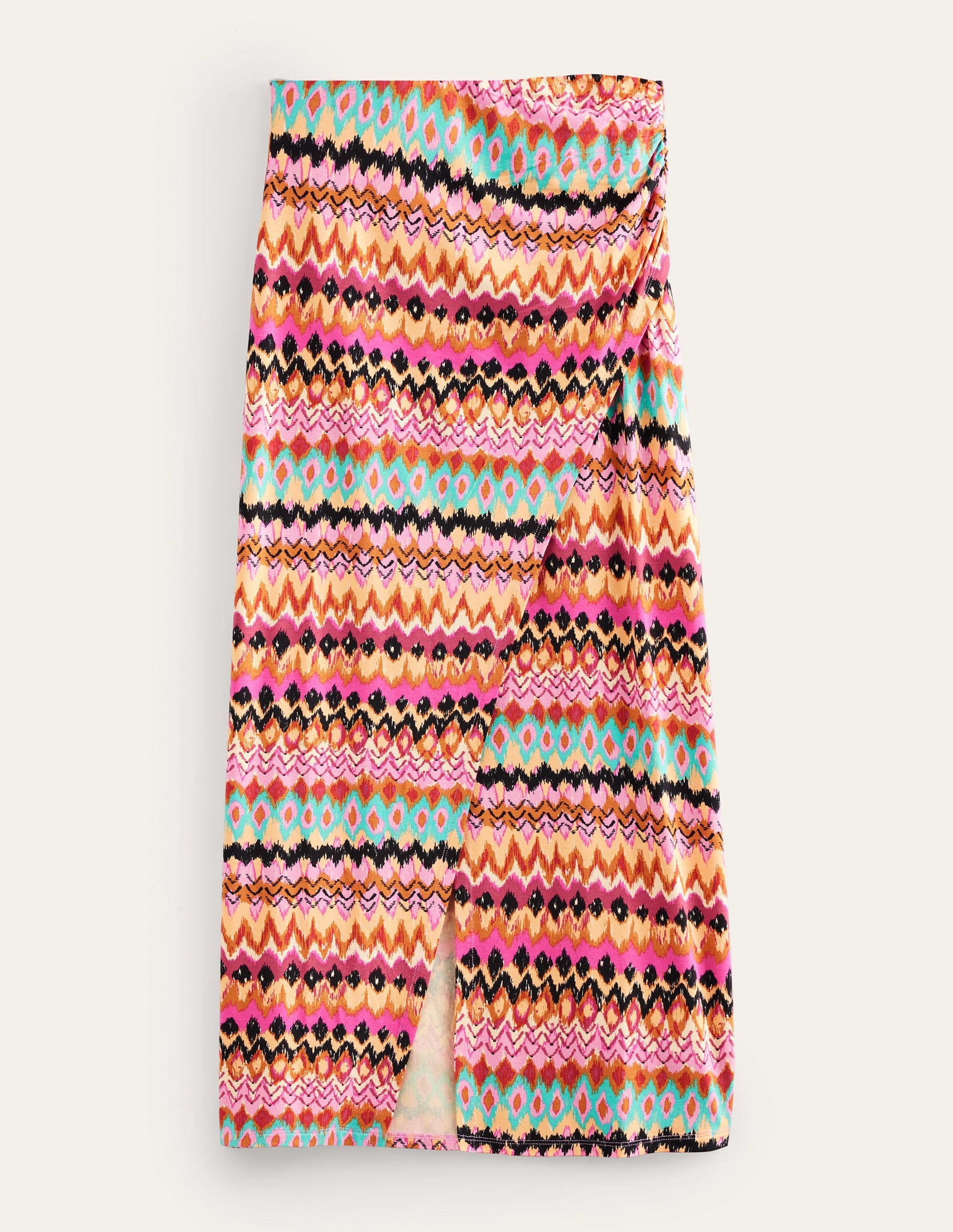 Side Split Jersey Midi Skirt-Multi, Textured Ikat - Image 5