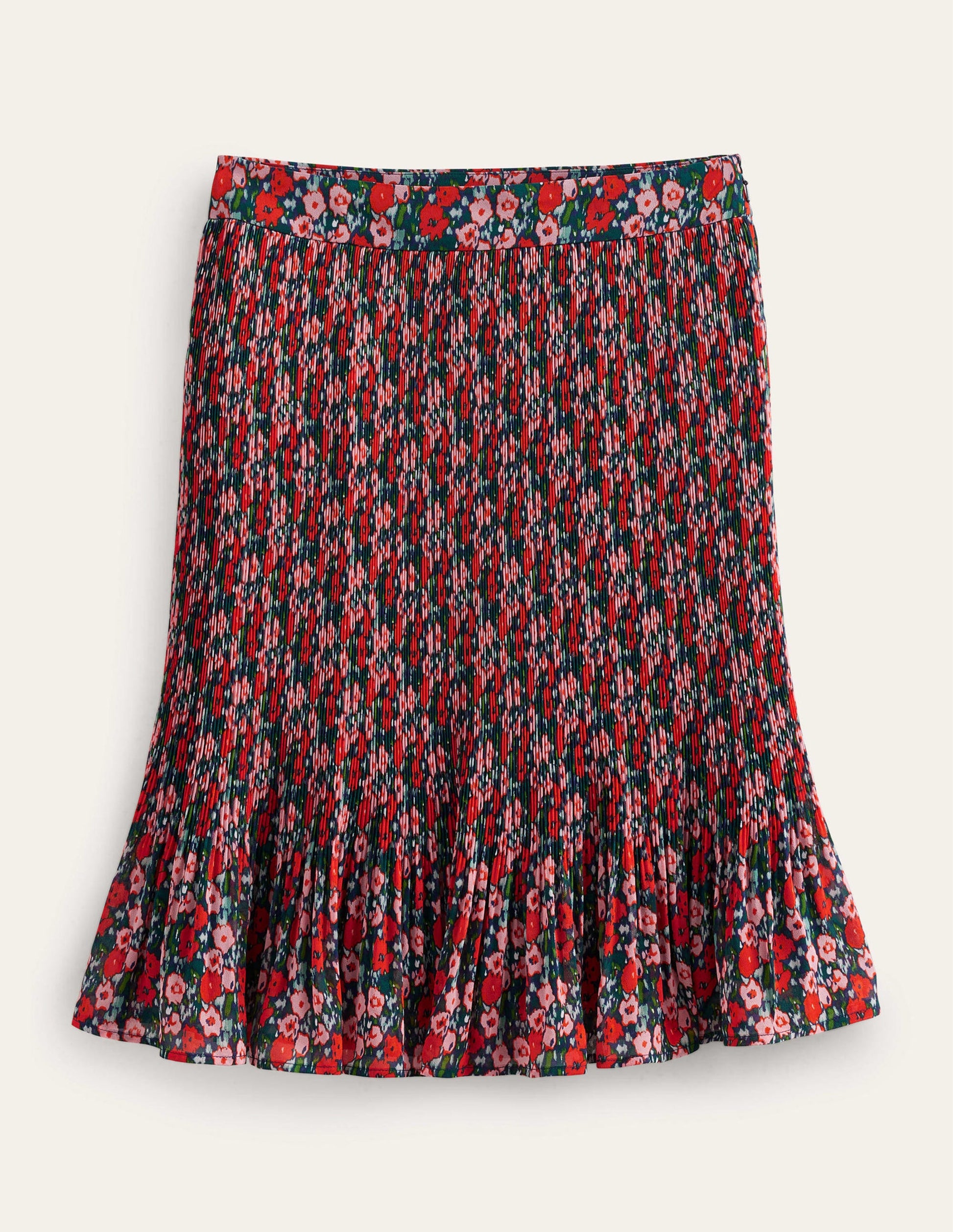 Knee Length Plisse Skirt-Multi, Abstract Poppy Small-5
