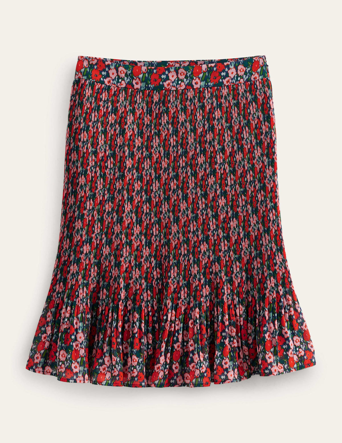Knee Length Plisse Skirt-Multi, Abstract Poppy Small - Image 5