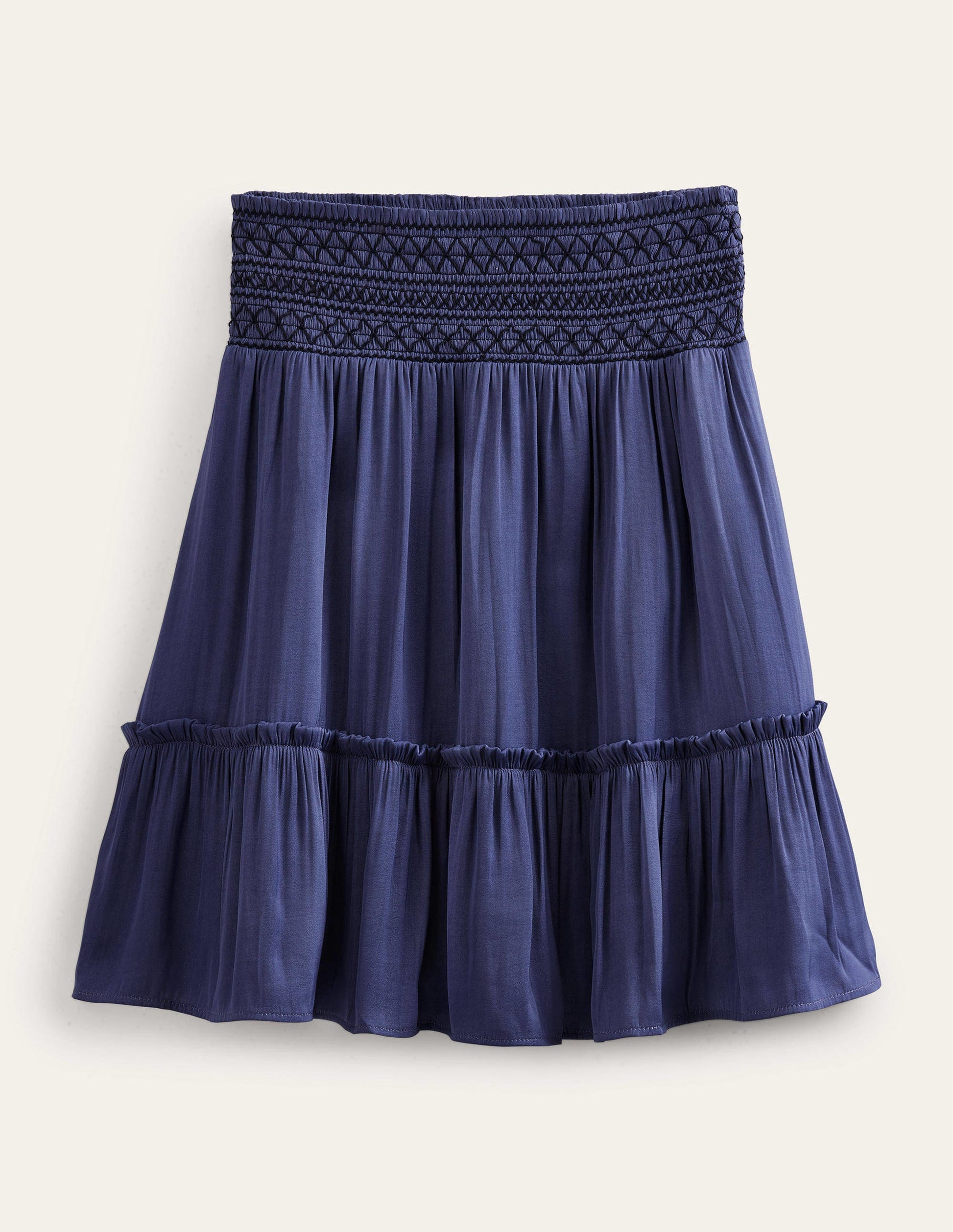 Shirred Waist Mini Skirt-Nightshade Blue-5