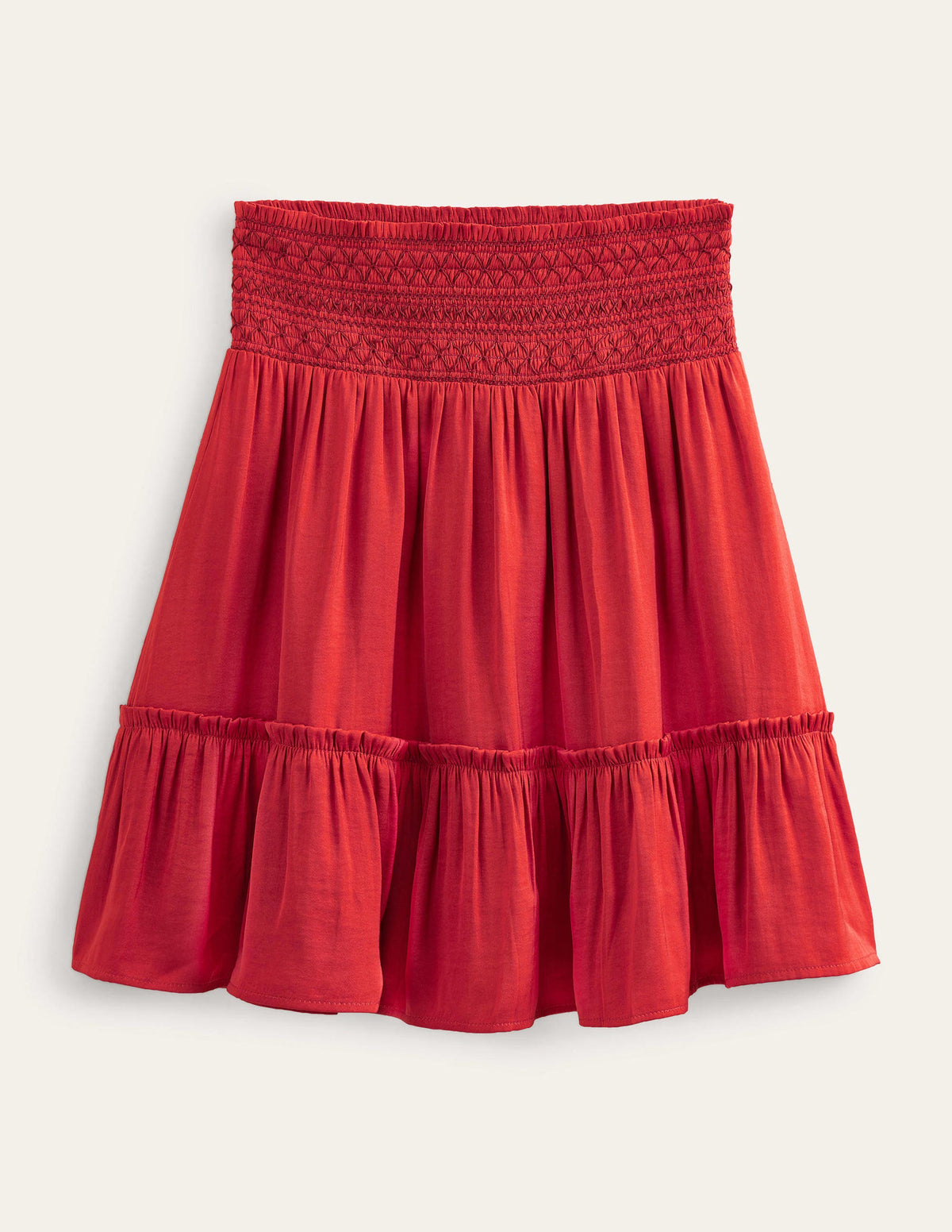 Shirred Waist Mini Skirt-Tomato - Image 5
