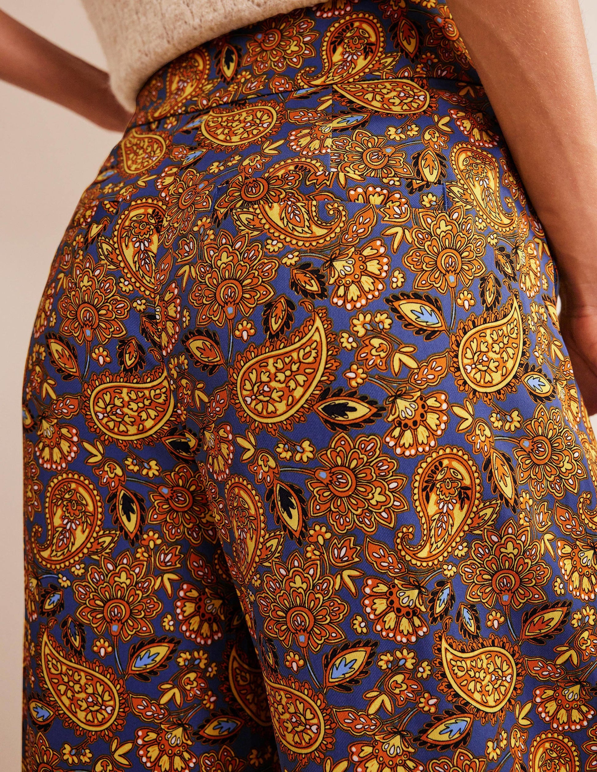 Fluid Printed Wide Pants-Harvest Gold, Paisley Terrace-2