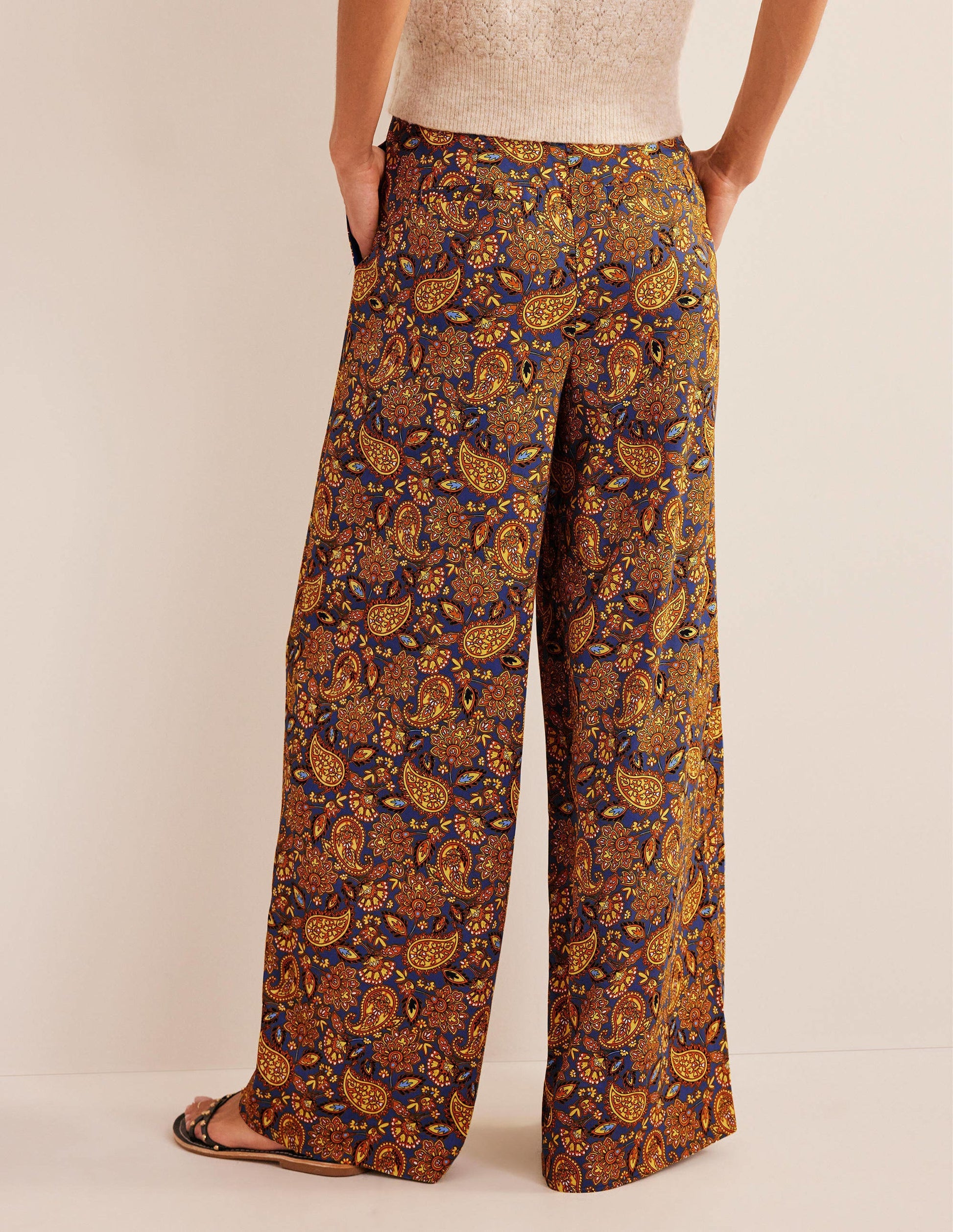 Fluid Printed Wide Pants-Harvest Gold, Paisley Terrace-3