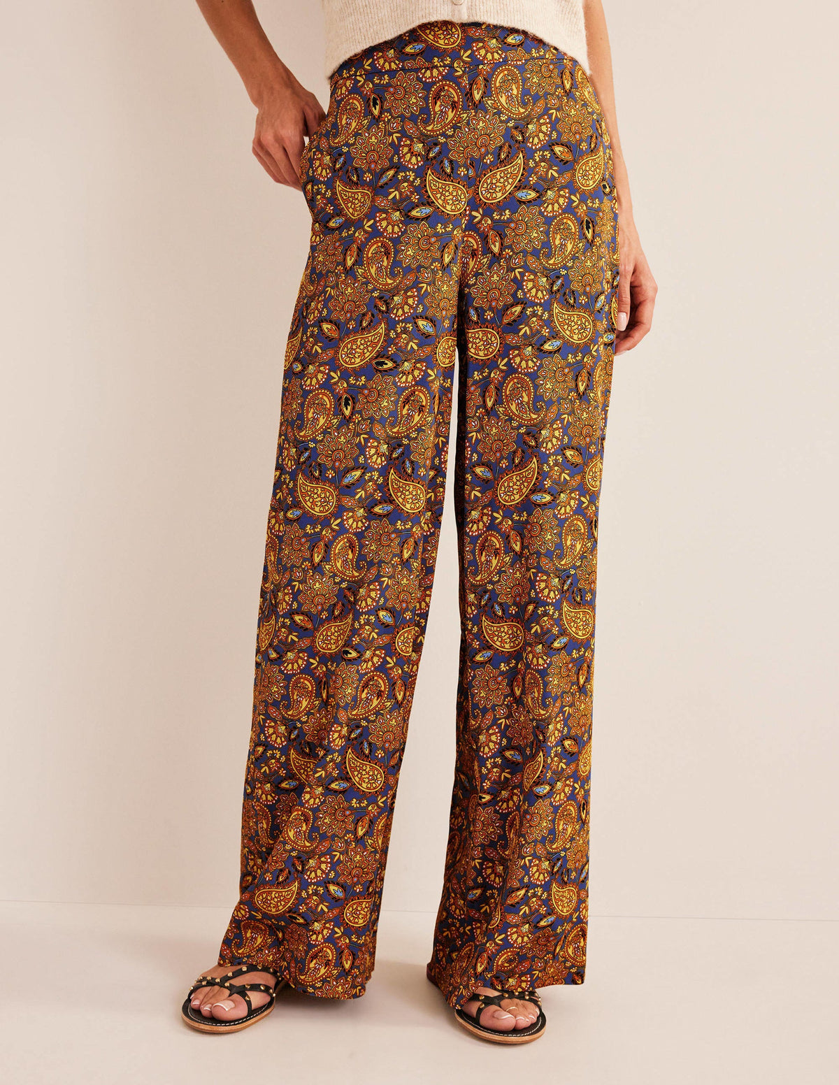 Fluid Printed Wide Pants-Harvest Gold, Paisley Terrace - Image 4