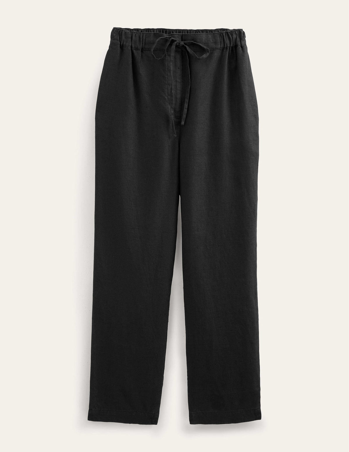 Relaxed Linen Pull On Pants-Black - Image 5