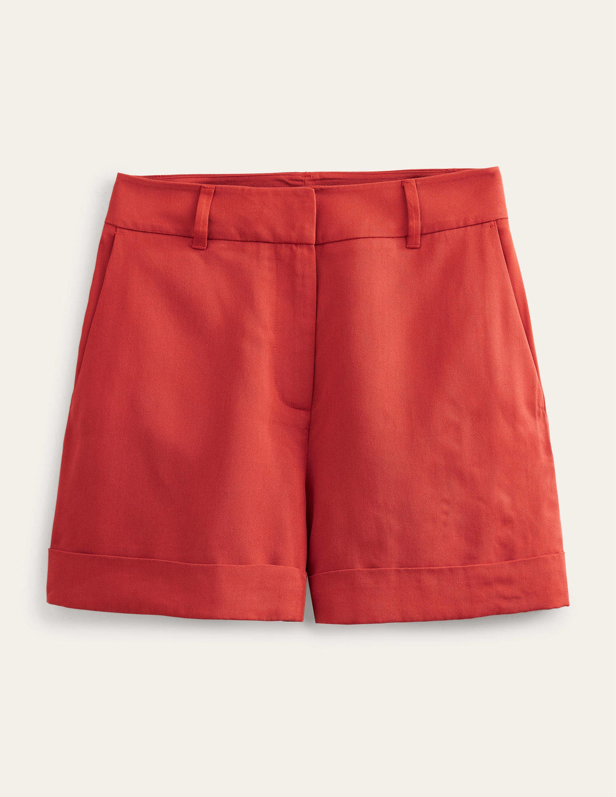 Relaxed Turn Up Shorts-Tomato-5